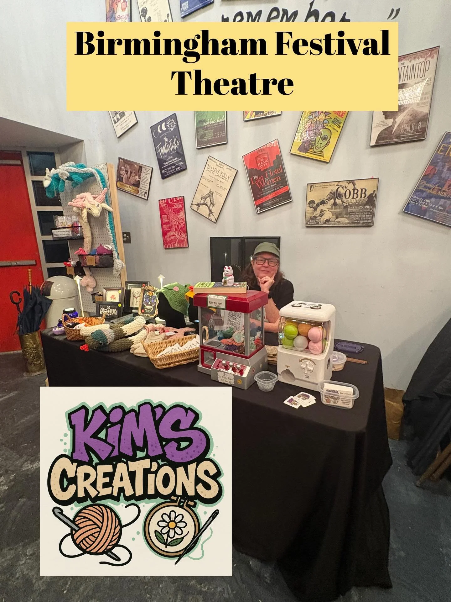 ✨ Vendor Spotlight: Kim&rsquo;s Creations ✨

Kim&rsquo;s Creations is all set up and ready to sell at Birmingham Festival Theatre tonight! 🧶💖 Stop by and shop her amazing handmade crochet creations before the show.

Make it a full night out&mdash;c