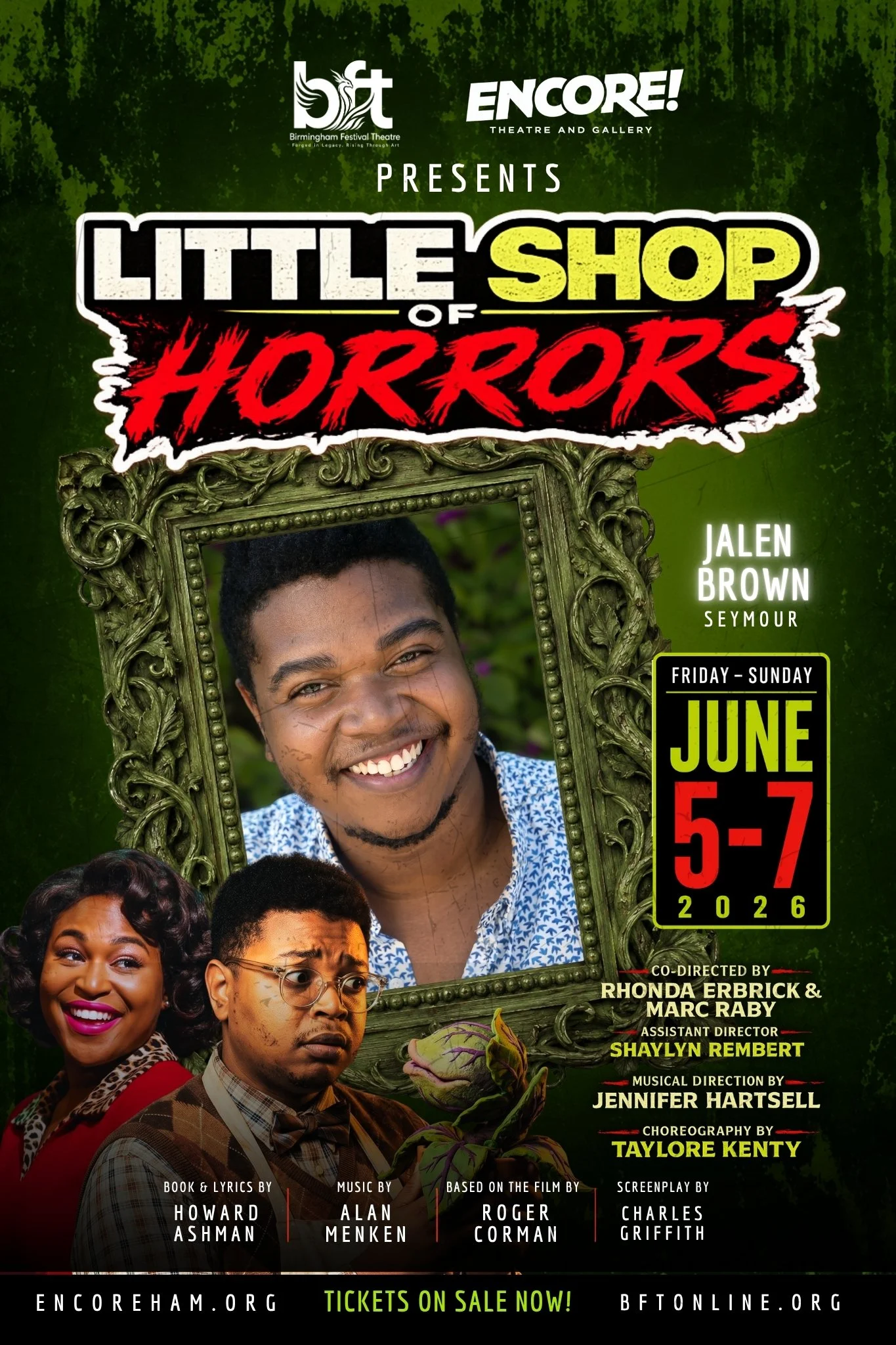 Jalen J. Brown is thrilled to be onstage with BFT/Encores! This show is a dream! He holds his BFA in Musical Theatre from the University of Montevallo and has been seen onstage all over the Birmingham area. Recent credits include The Rocky Horror Sho