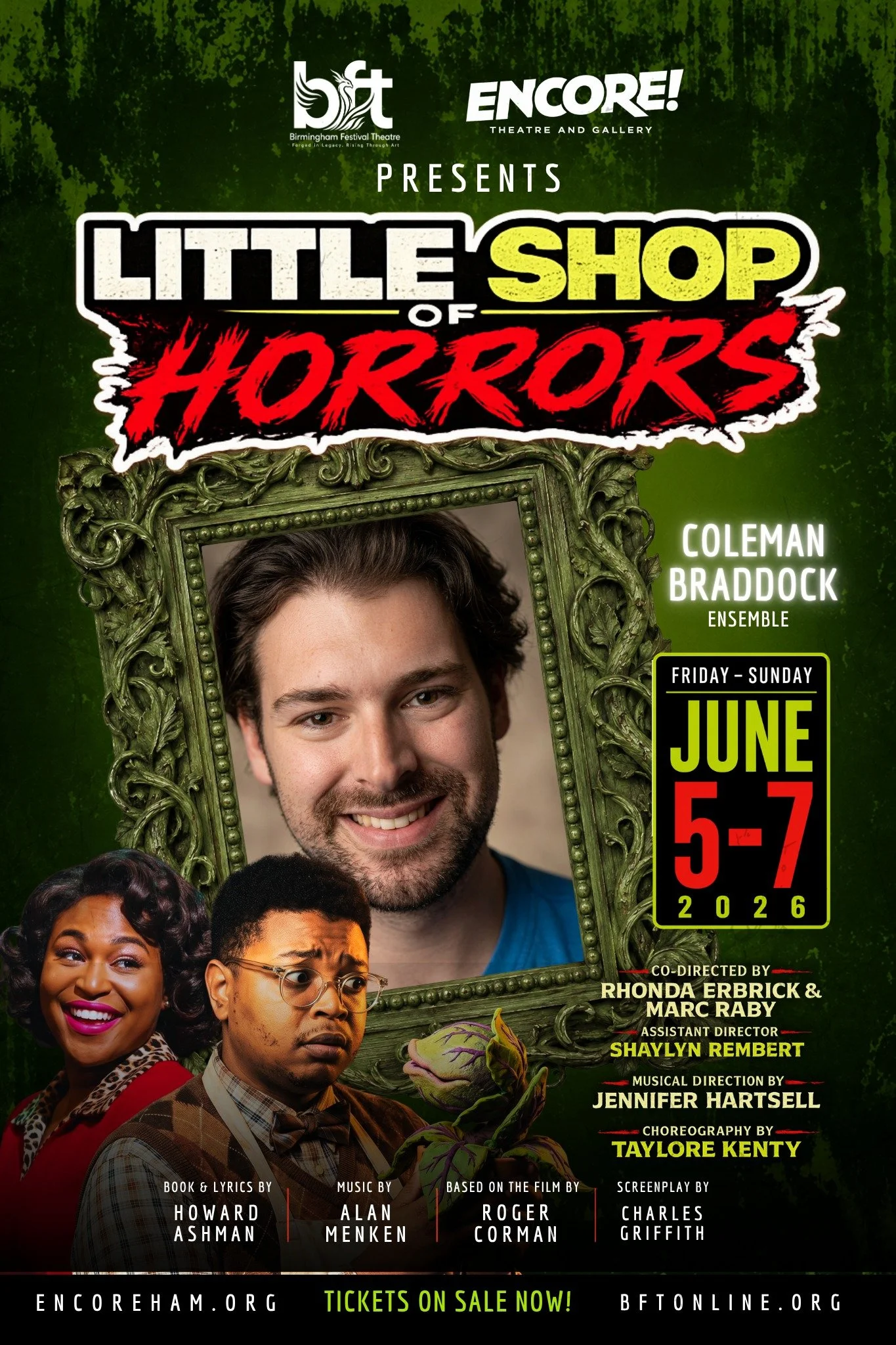 Coleman Braddock is excited to be in this production of Little Shop of Horrors as part of the ensemble. He has done a few shows within the community which includes The Rocky Horror Picture Show (ensemble, u/s Eddie &amp; Dr. Scott), The Mousetrap (Pa