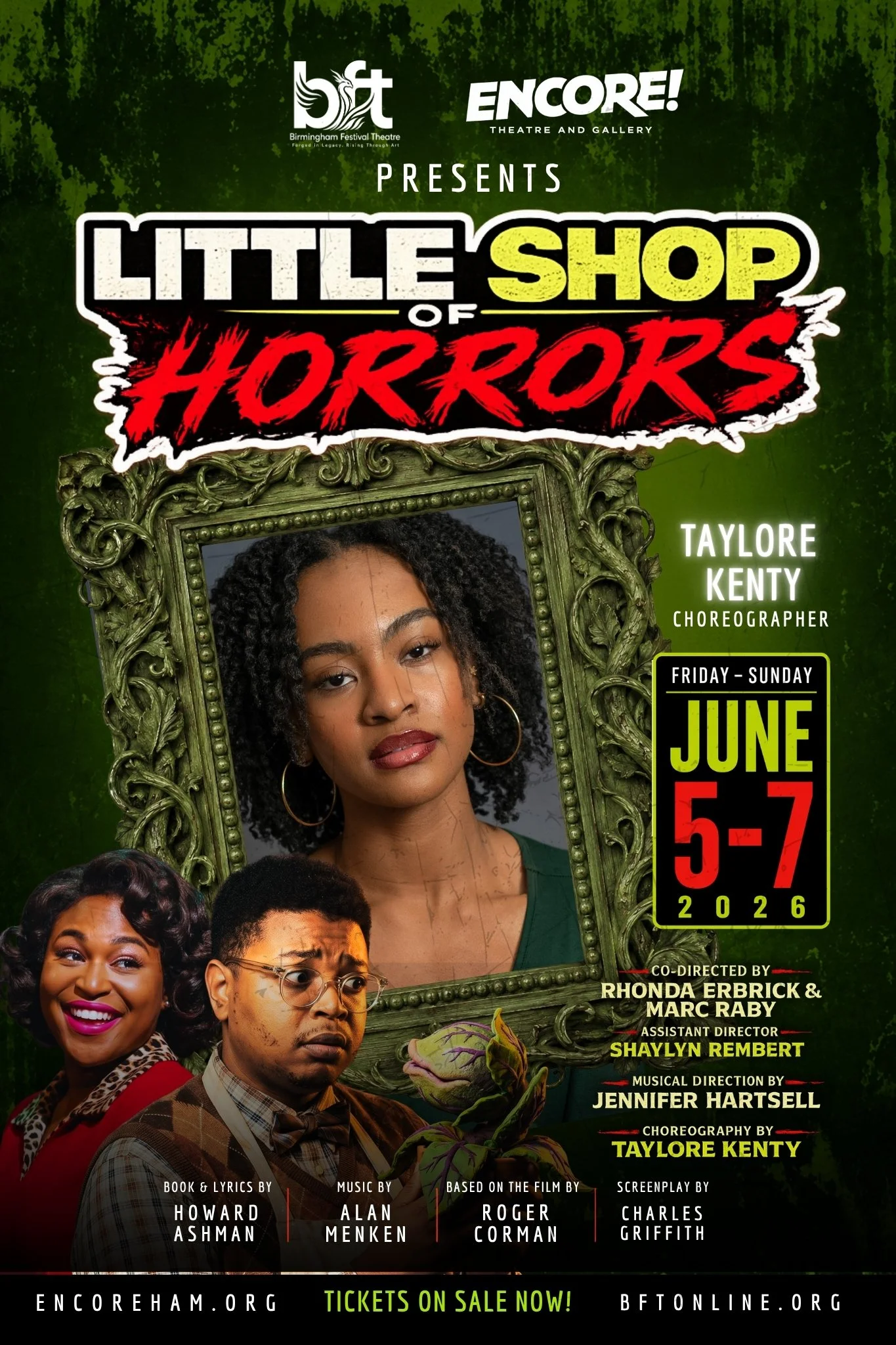 A proud graduate of the University of Montevallo, Taylore Kenty brings artistry, precision, musicality, and dynamic storytelling through movement to this exciting production. From high-energy musical moments to the stylized world of Skid Row, Taylore