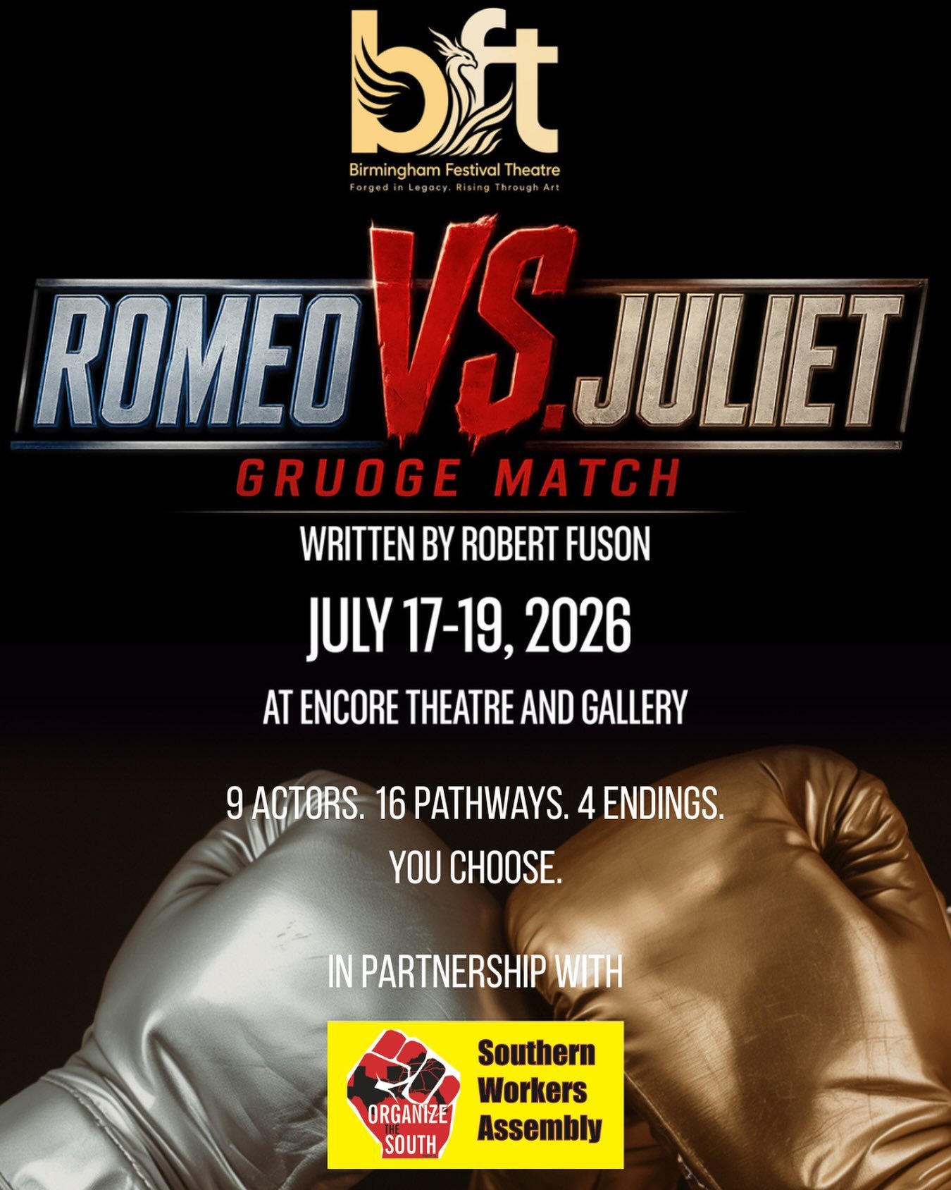 &ldquo;Romeo VS. Juliet: Grudge Match&rdquo; and Birmingham Festival Theatre is excited to partner with @swa_solidarity for this production. As a show that looks at the power of the collective, we are excited to promote their work and organization as