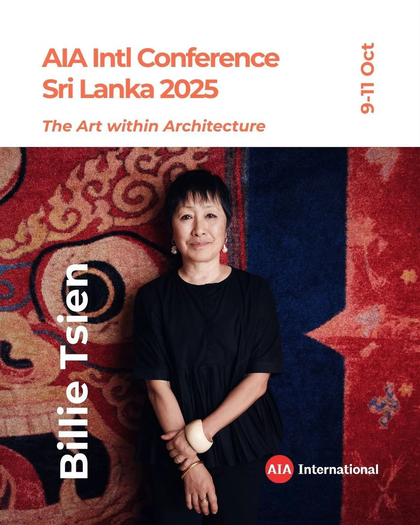 AIA International Conference 2025 
📍 Sri Lanka | 9&ndash;11 Oct (Tours: 8 &amp; 12 Oct) 

Early Bird Tickets Now EXTENDED to 14 September - take advantage of the best rates!

We are excited to introduce one of our Keynote Speakers, Billie Tsien, fou