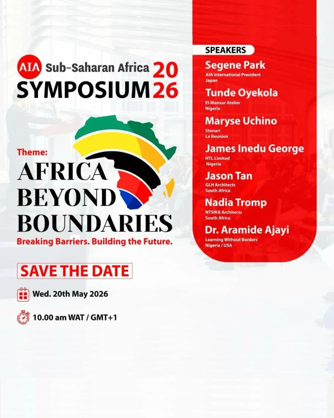 Join us for the hybrid AIA Sub-Saharan Africa Symposium:
Africa Beyond Boundaries: Breaking Barriers, Building the Future

This dynamic conversation brings together leading voices in architecture from across Africa and beyond to explore resilience, i