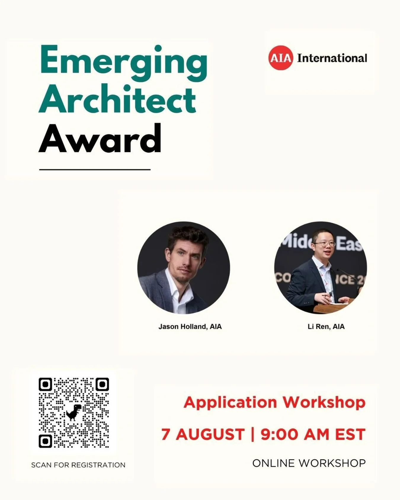 AIA International Emerging Architect Award - Introductory Workshop

Thinking of applying for the AIA International Emerging Architect Award?

Join us on Friday 7 August, for an online introductory workshop and learn everything you need to prepare a s
