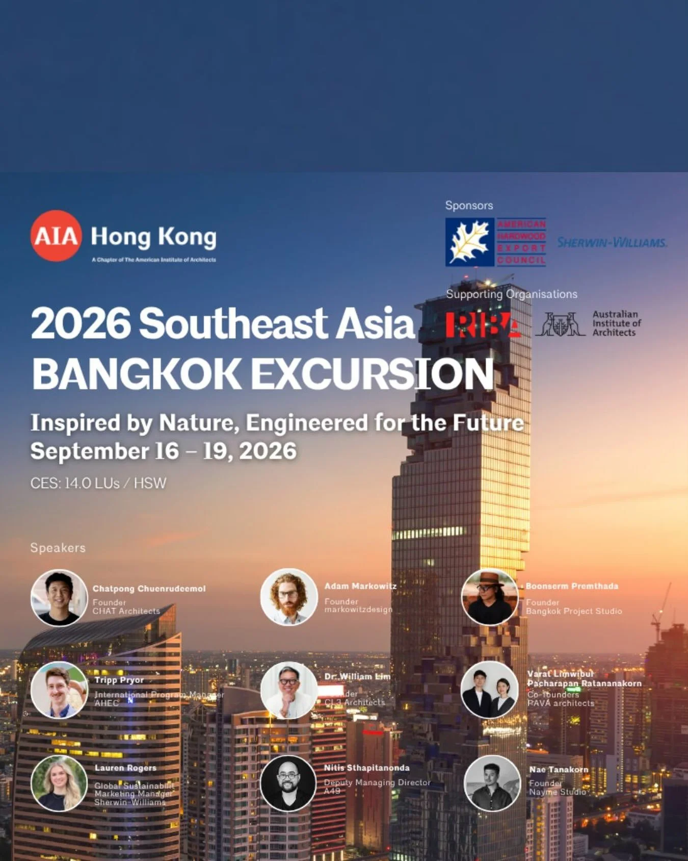 Join AIA Hong Kong, in collaboration with the American Hardwood Export Council (AHEC) and Sherwin-Williams, for an online symposium exploring the future of sustainable and resilient architecture.

Two panels will bring together architects, designers 