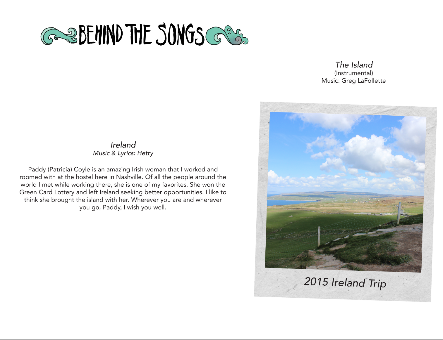 Behind the Songs - Booklet