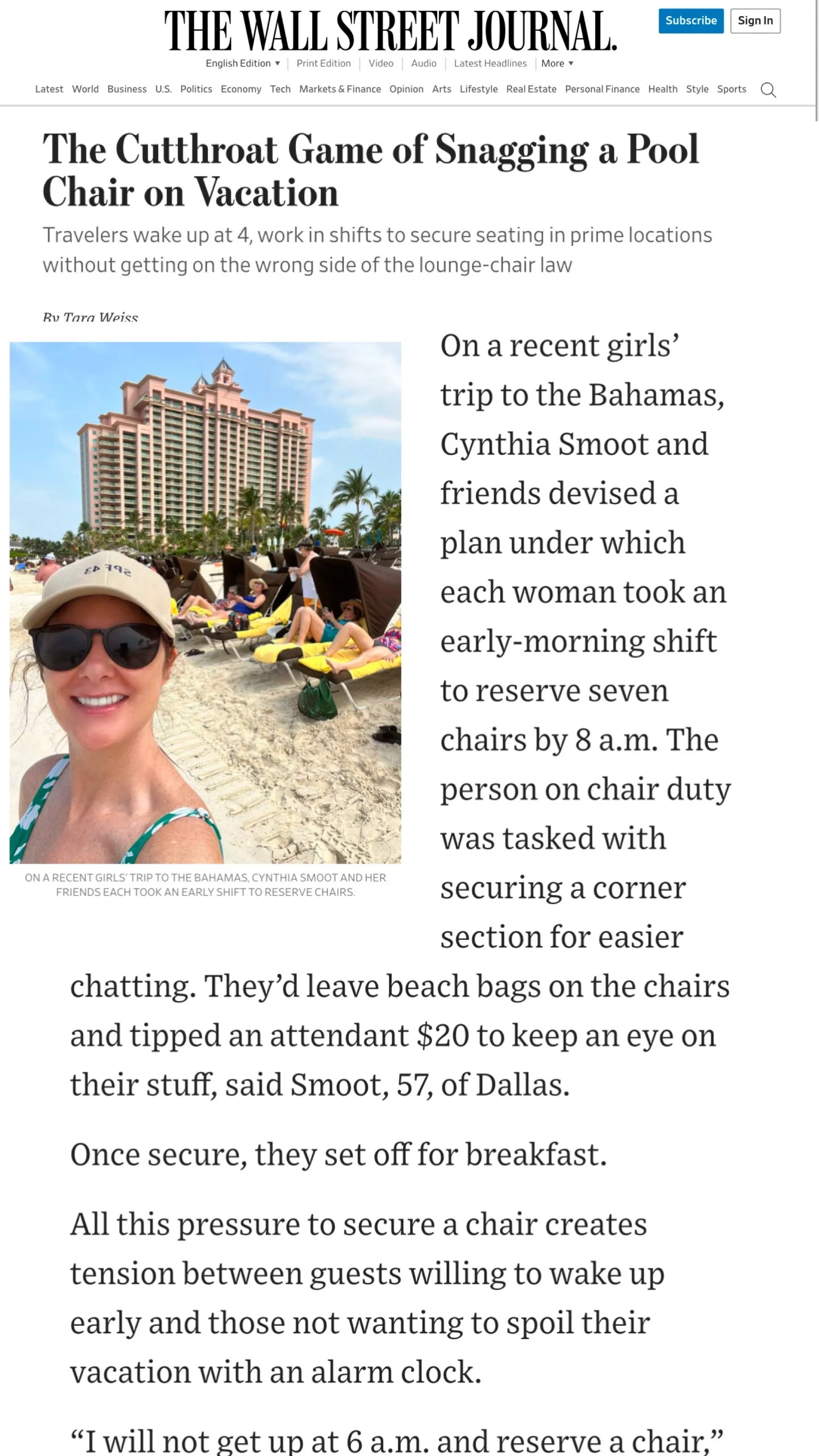 Cynthia Smoot is pictured in the Wall Street Journal in February 2025