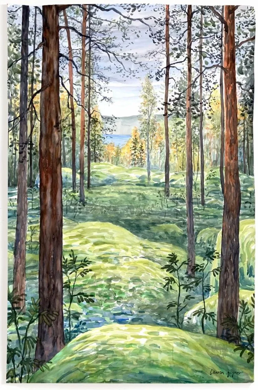 Step Into the Forest (2025) Watercolour on cotton paper, 150 × 100cm.