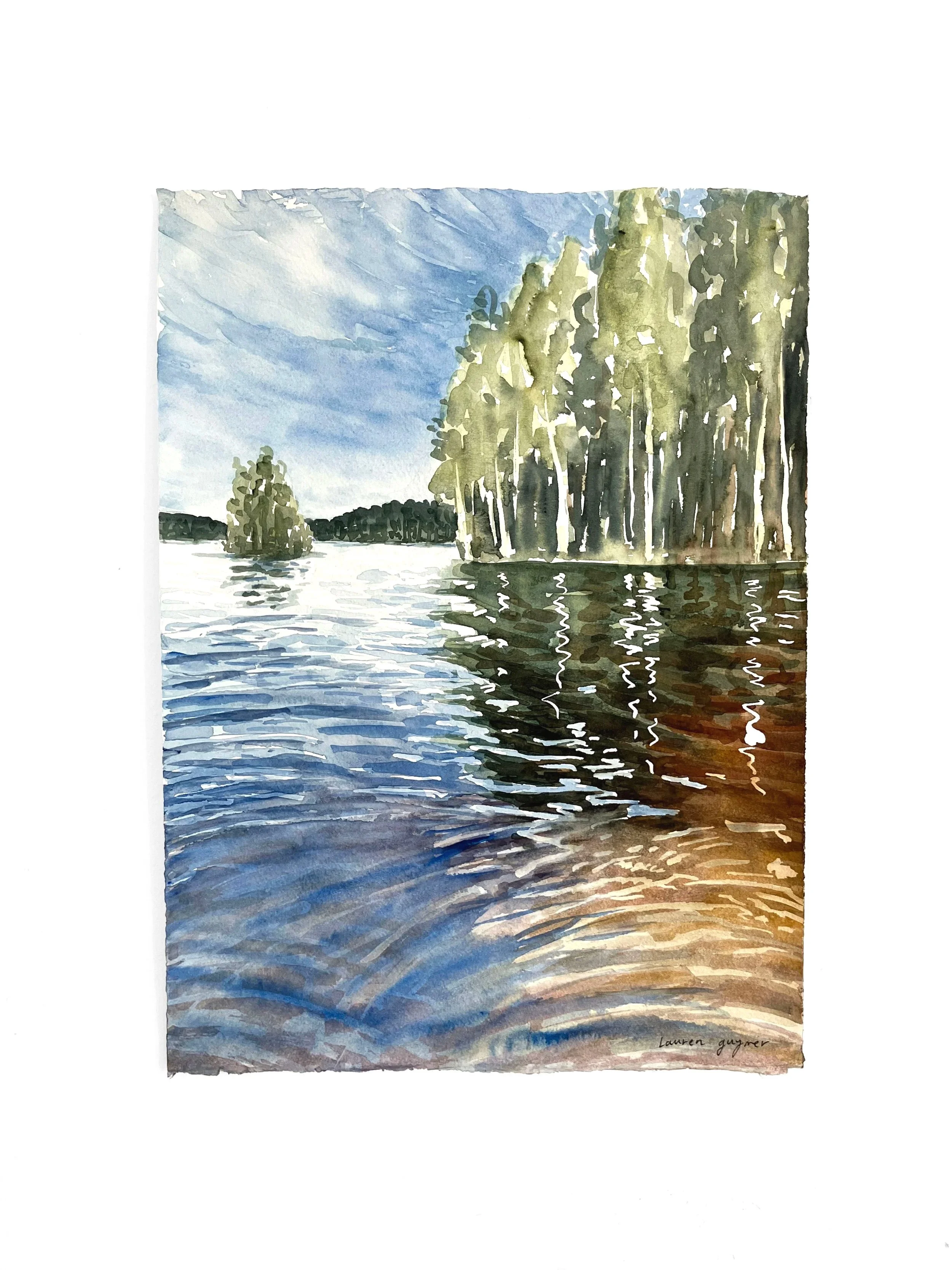 Levonmäki Reflections (2025) Watercolour on cotton paper, 38 x 27.5cm.