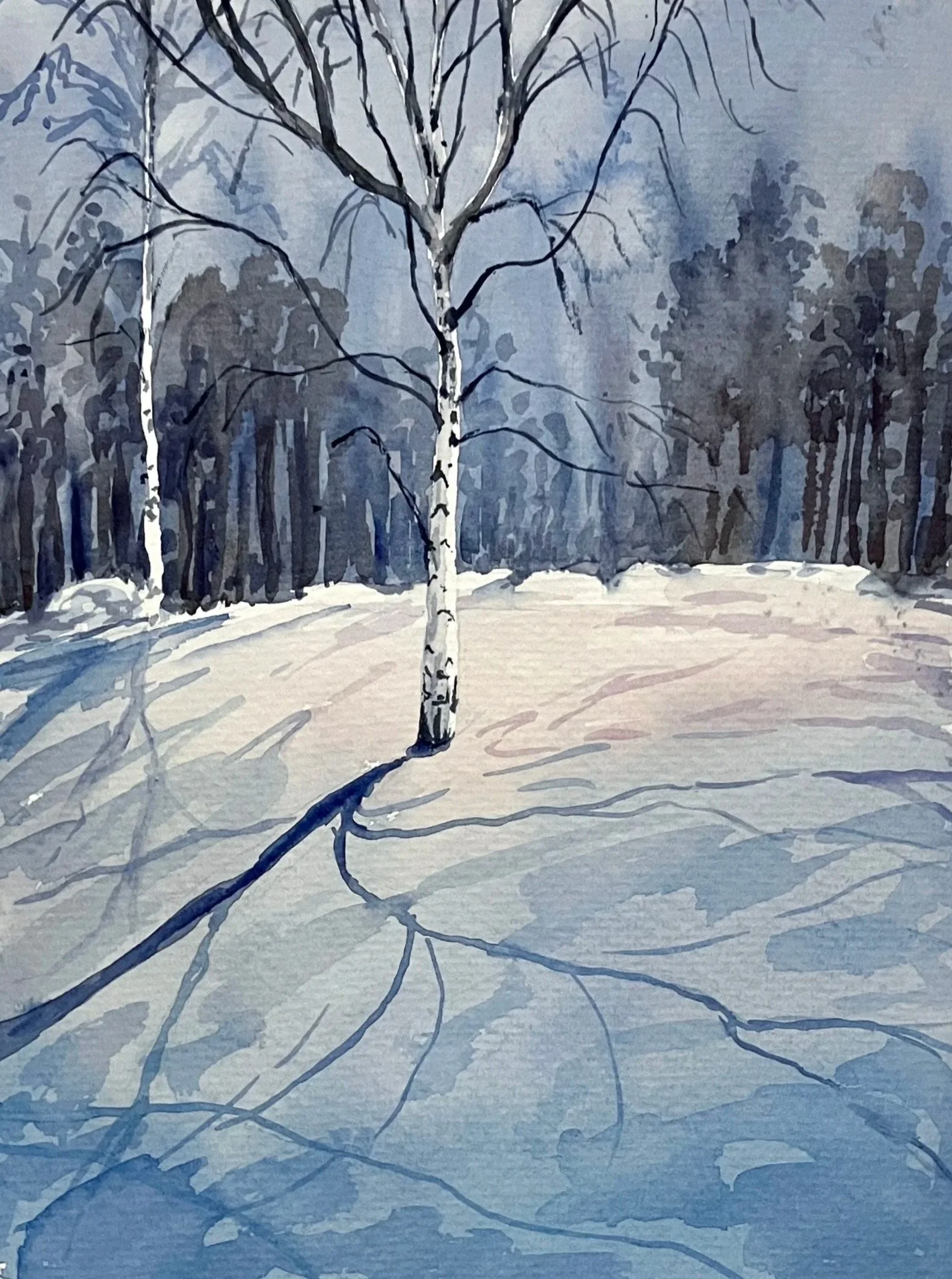  A Soft Landing (2025)   Watercolour on cotton paper, 26.5 x 20 cm.