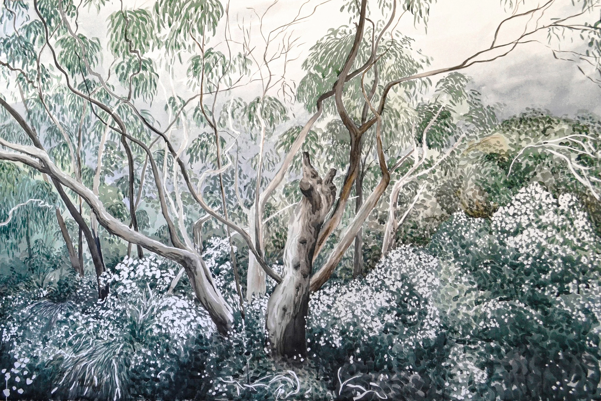 Regeneration (2020) Watercolour on cotton paper, 100 x 150cm.