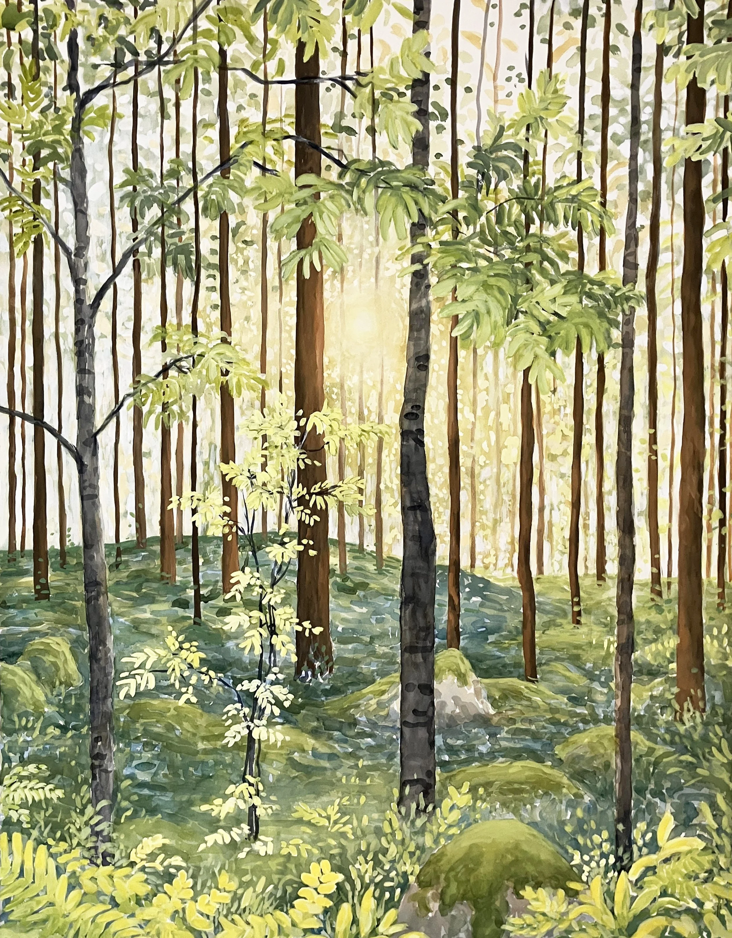  Forest Basking (2025)   Watercolour and gouache on cotton paper, 114 x 90cm.
  Available - Click to enquire(Link) 