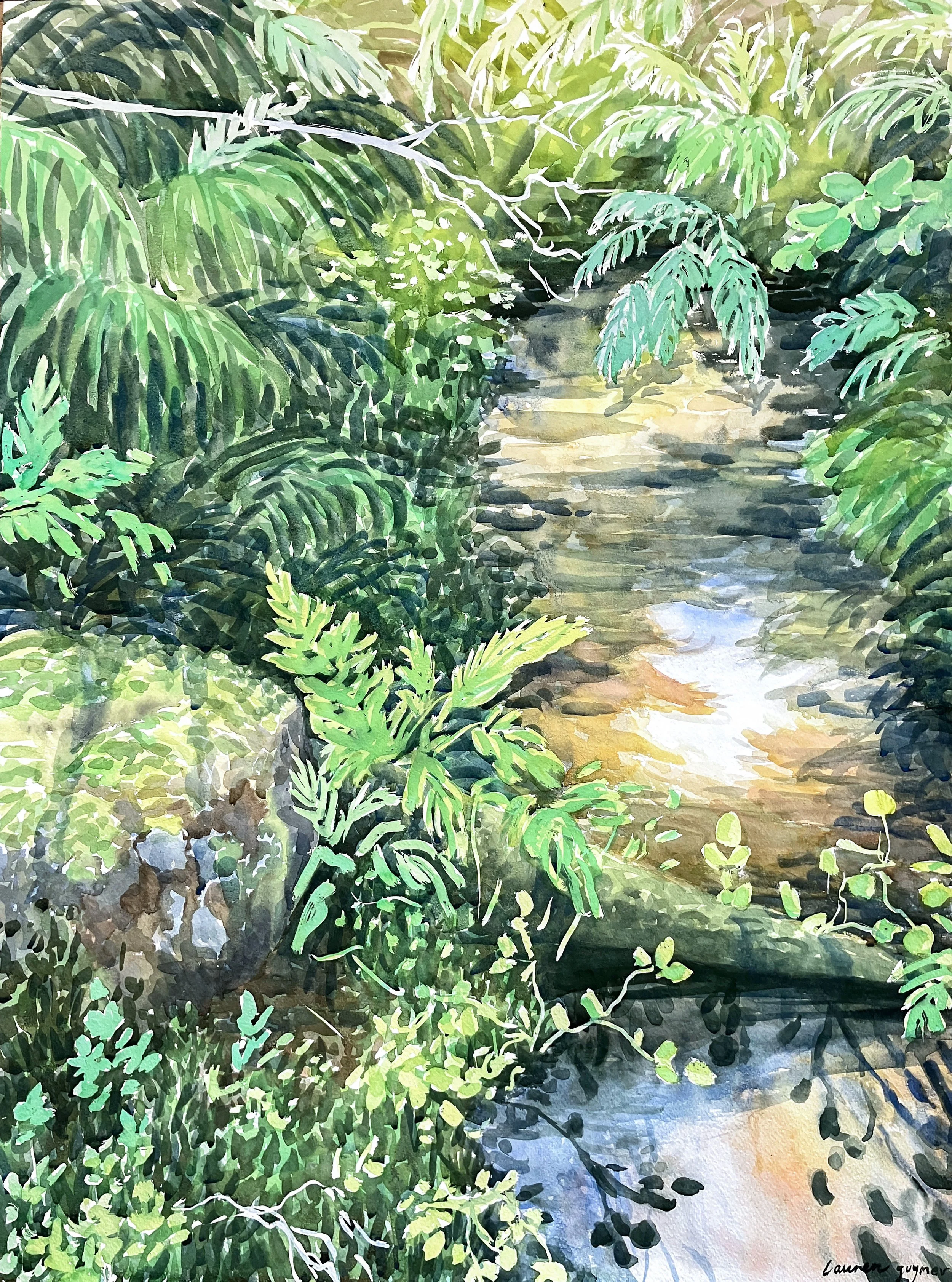 Forest Pool (2024)   Watercolour on cotton paper, 76 x 56cm.
   Available - Click to purchase (link)  
