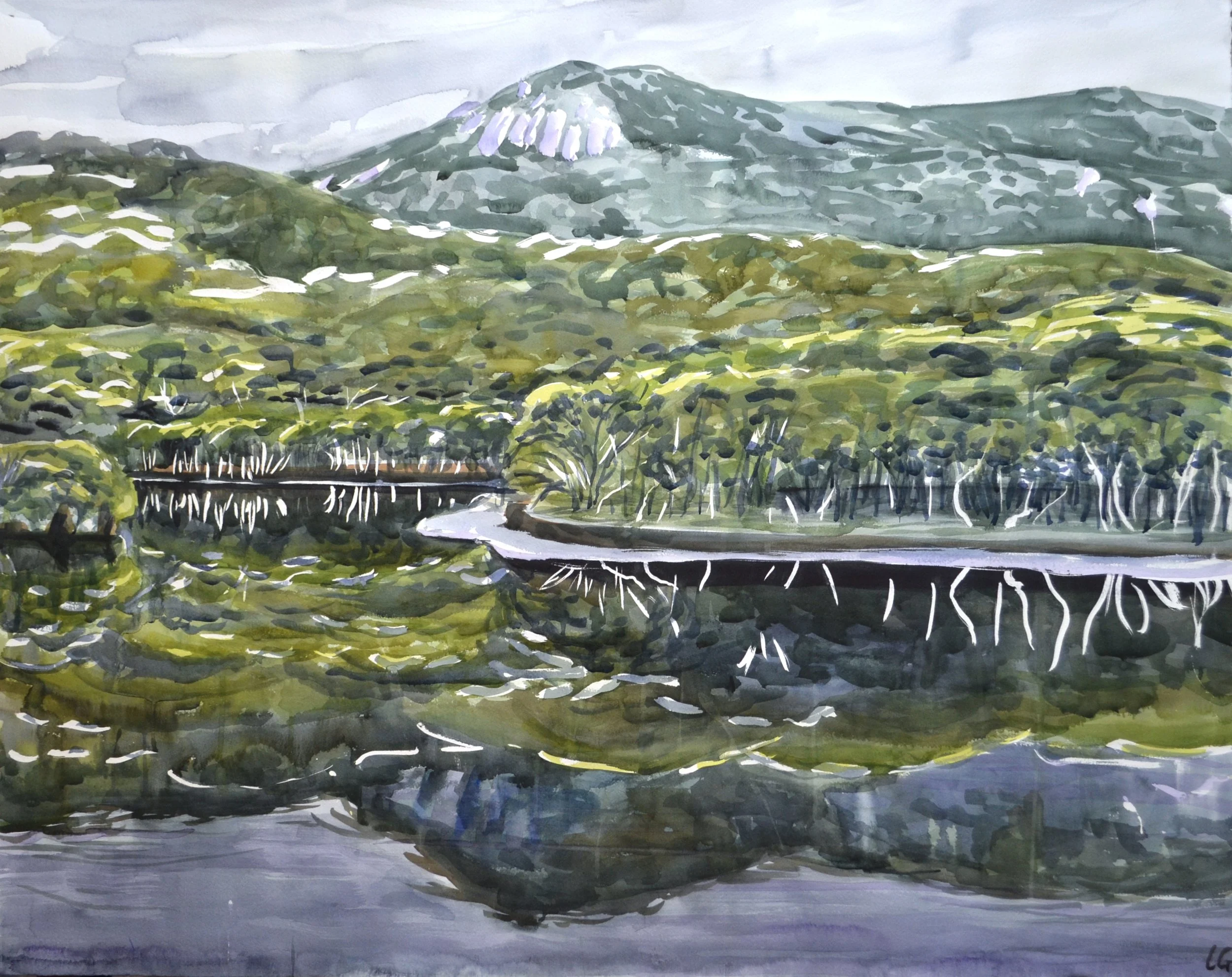 Tidal River Reflections (2021) Watercolour on cotton paper, 90 x 115cm.