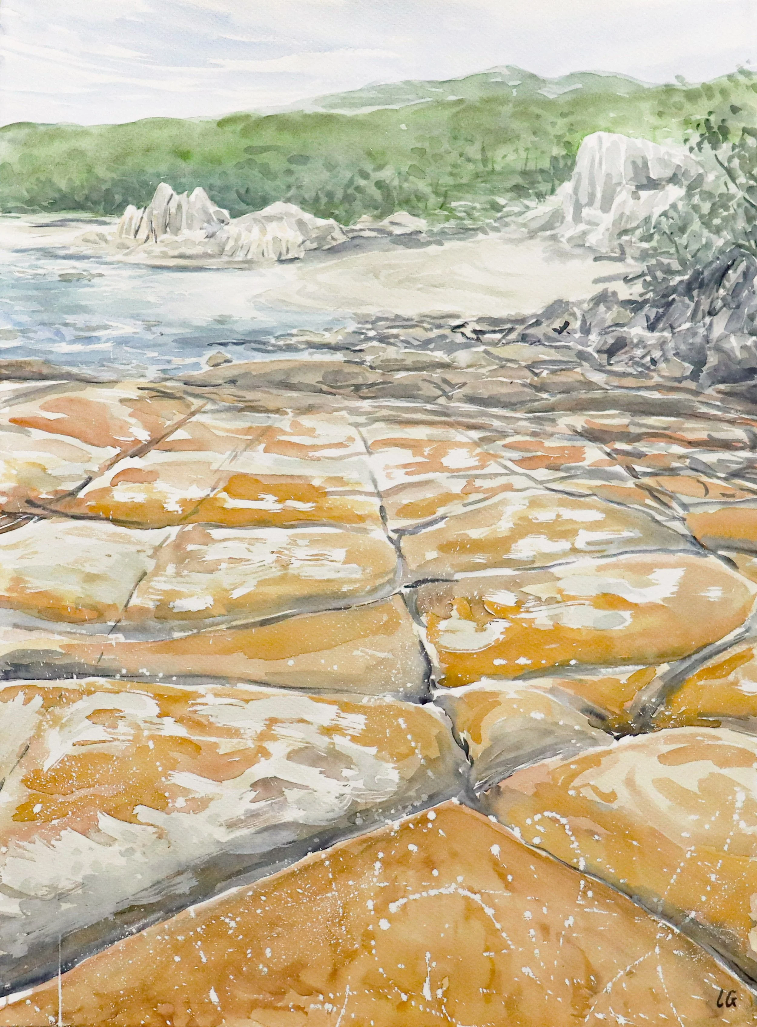Bay of Fires (2022) Watercolour on cotton paper, 76 x 56cm.