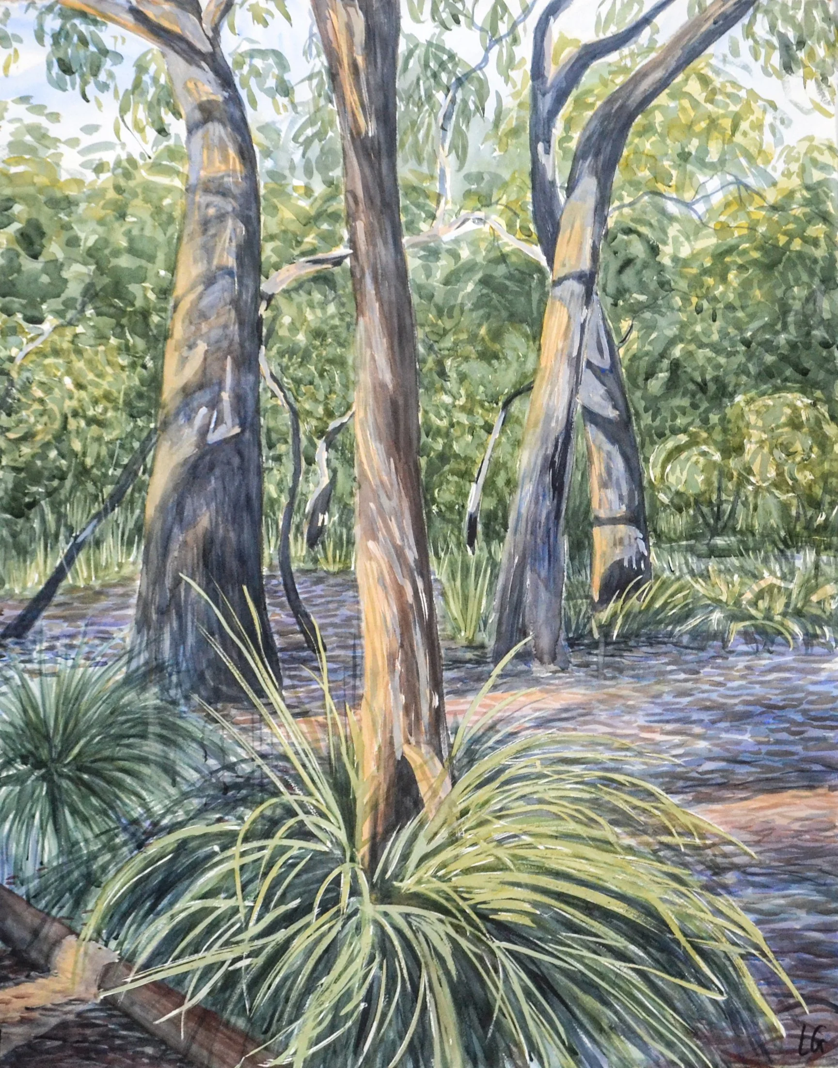 Grass and Gums (2021) Watercolour on cotton paper, 120 × 90cm.