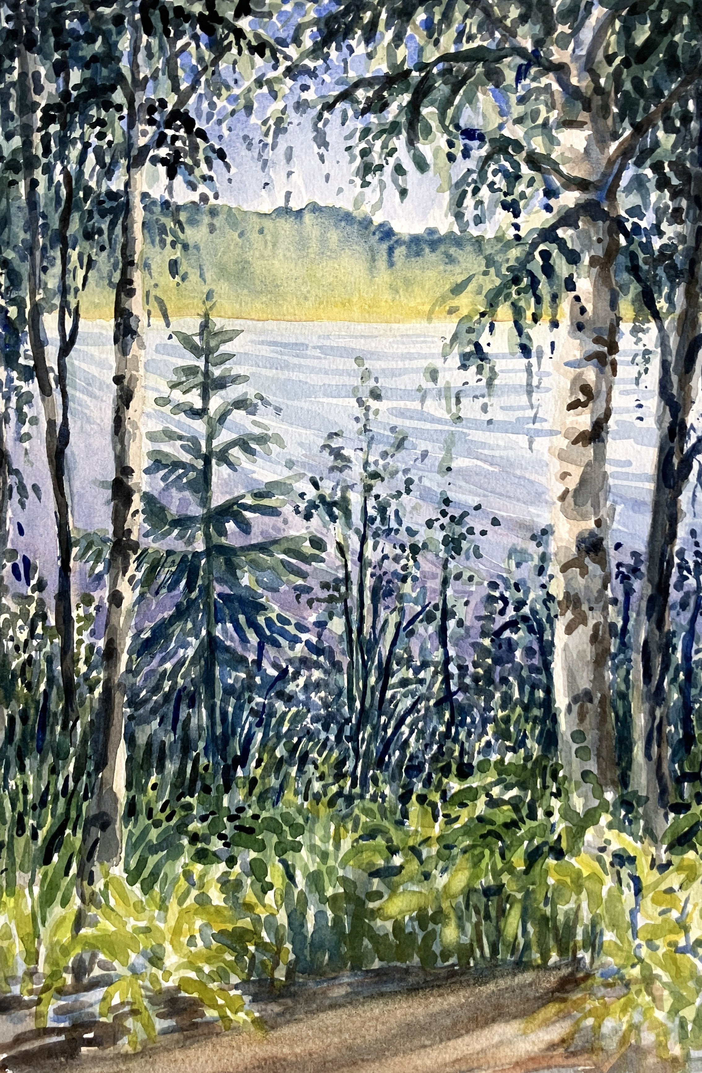  From the Sheltered Shore (2026)  Watercolour on cotton paper, 30 x 20 cm