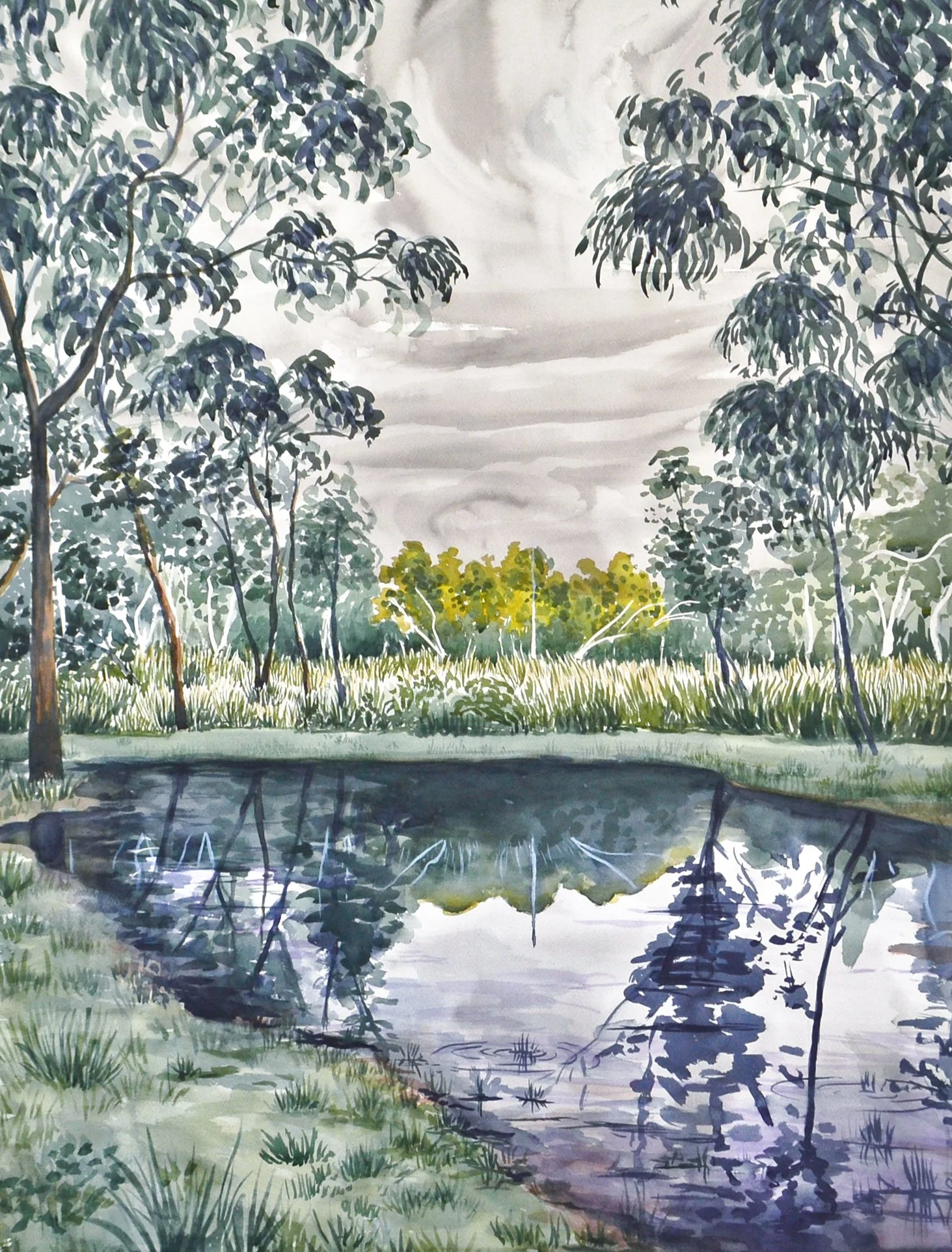 Spring Reflections (2020) Watercolour on cotton paper, 120 x 90cm.