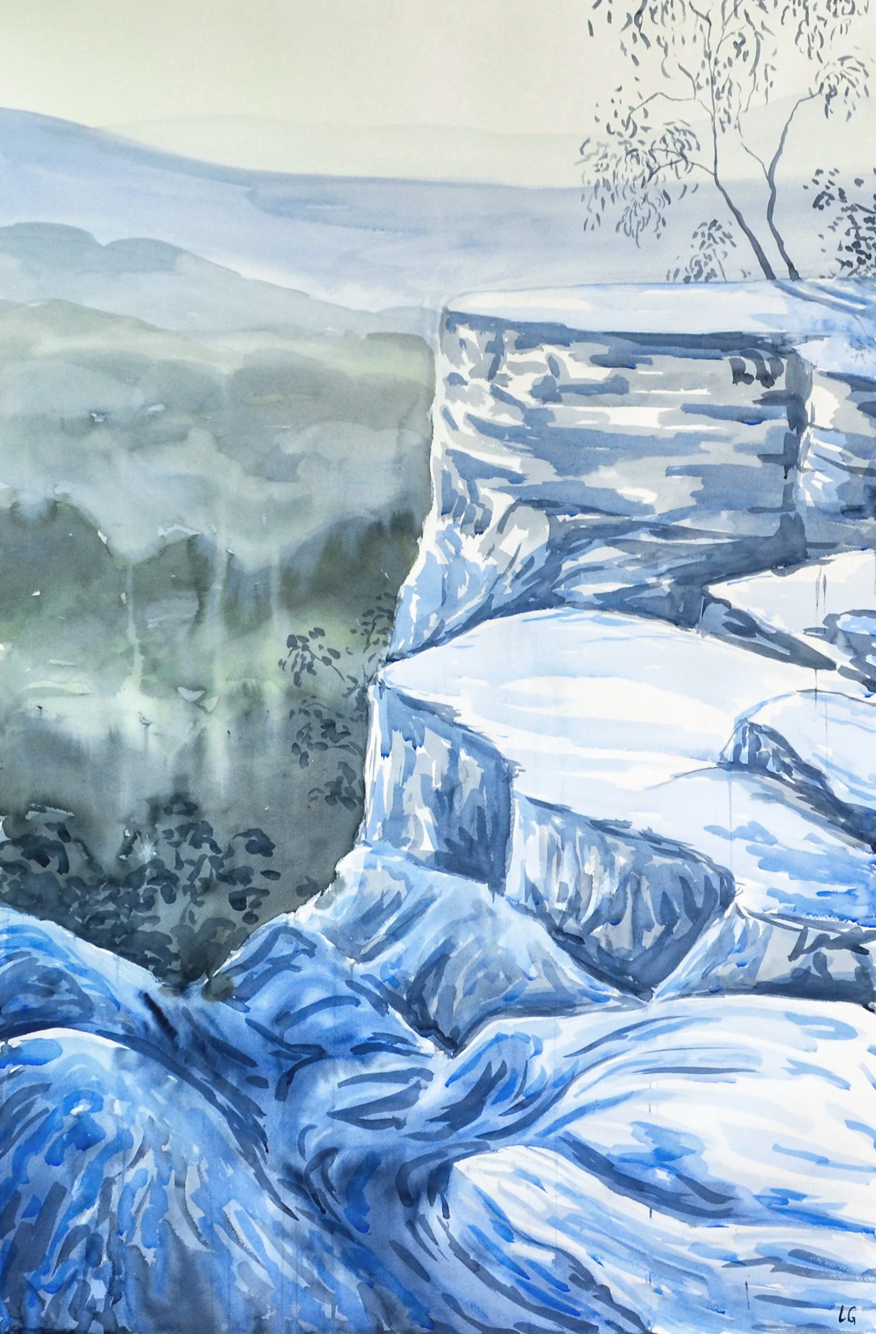 Blue Mountains (2020) Watercolour on cotton paper, 150 x 100cm.