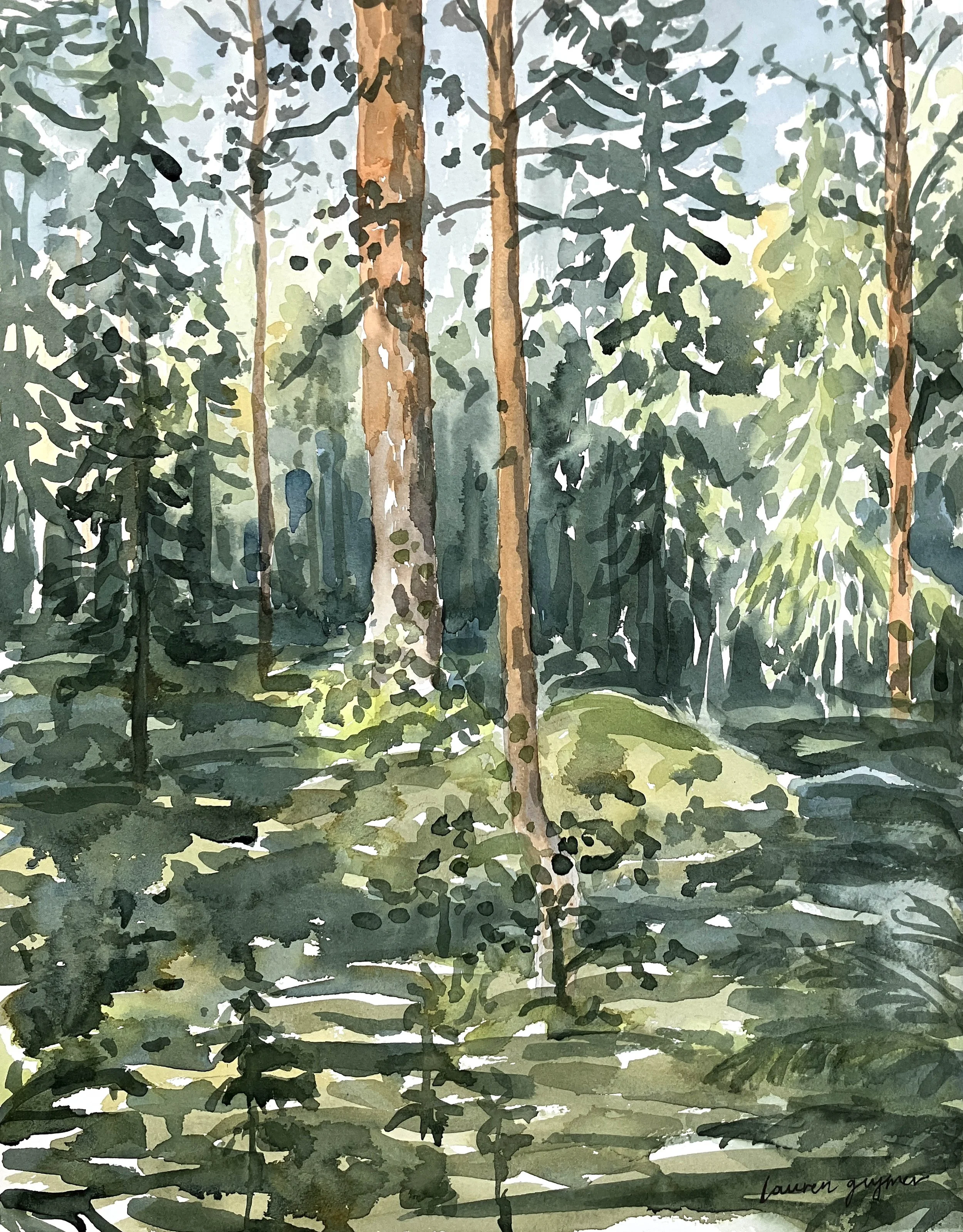  Forest Ramble (2025)   Watercolour on cotton paper, 44 × 34cm.
  Available - Click to purchase (link)  