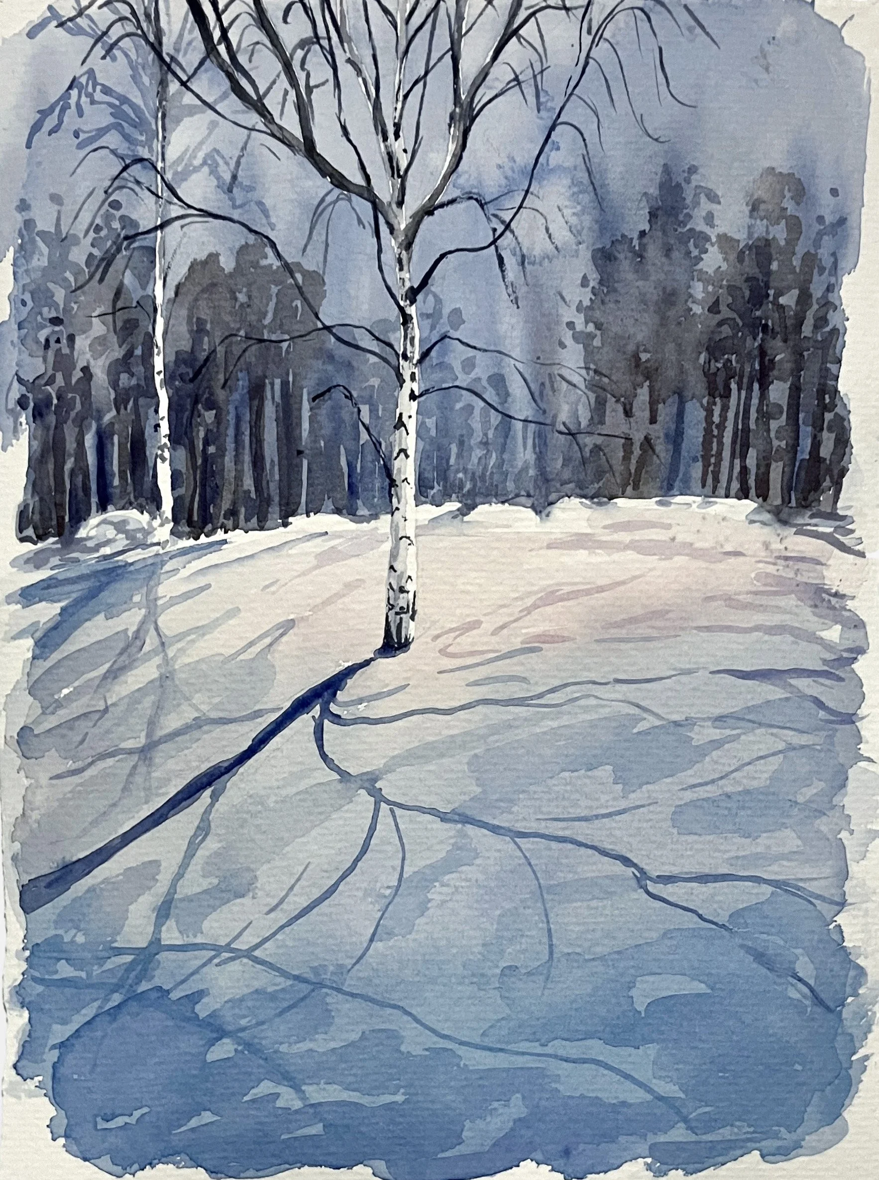  A Soft Landing (2025)   Watercolour on cotton paper, 26.5 x 20 cm.