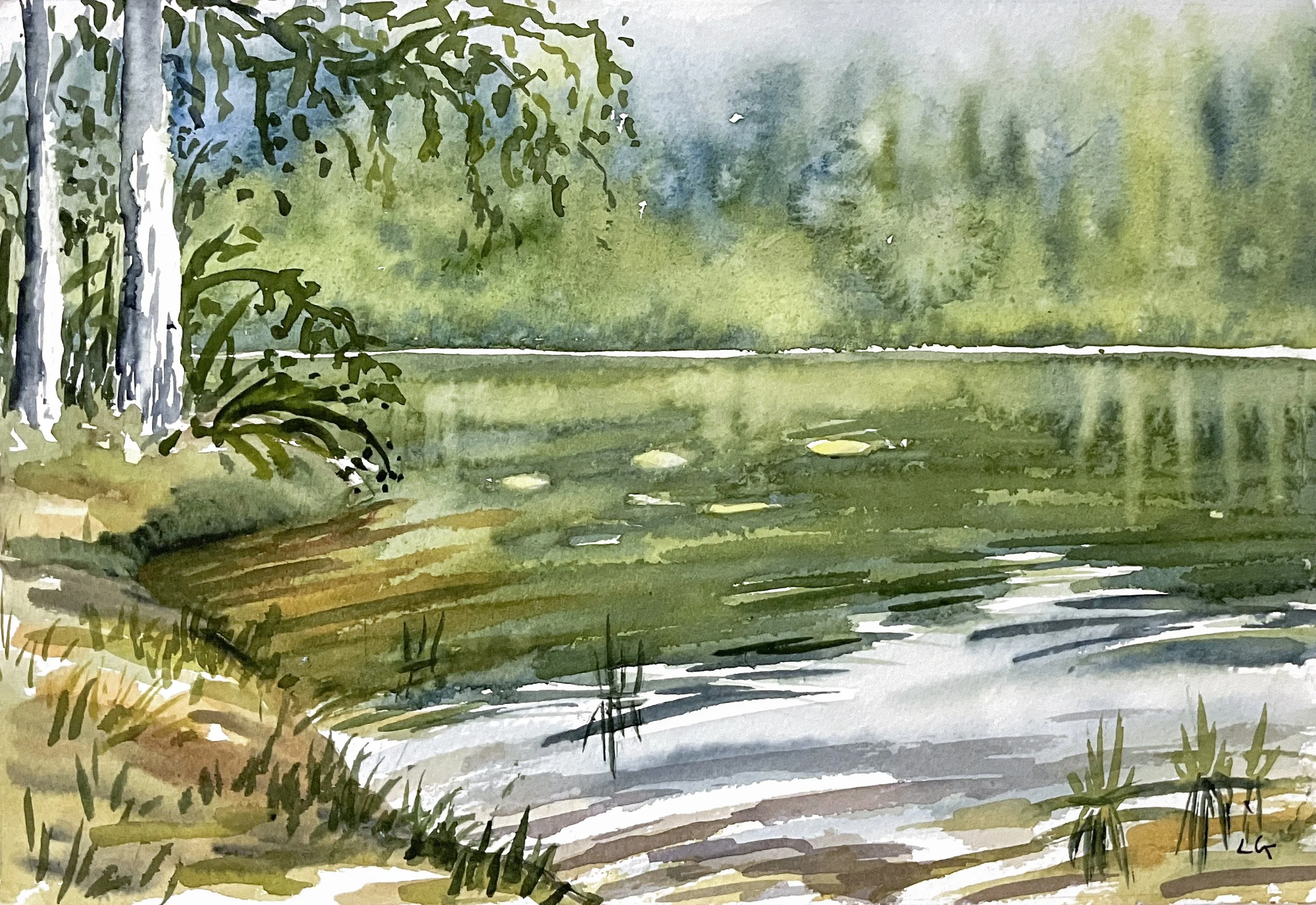  Floating on Water (2025)   Watercolour on cotton paper, 20 x 30 cm.