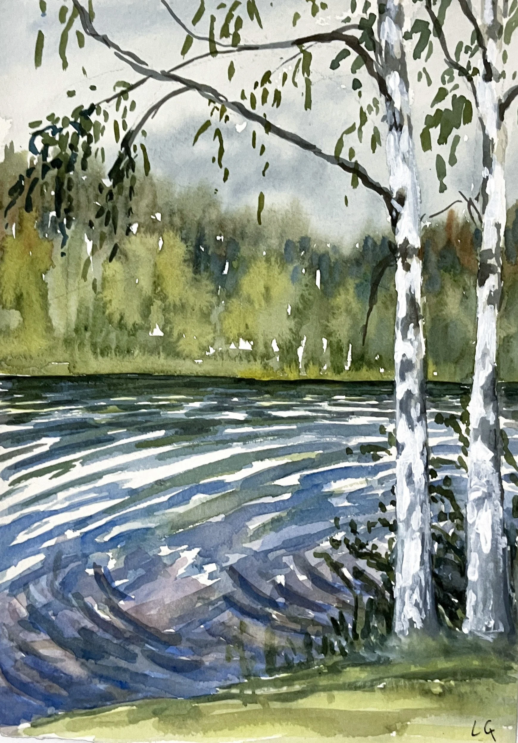  Summer Rain (2025)   Watercolour and gouache on cotton paper, 30 x 20 cm. 