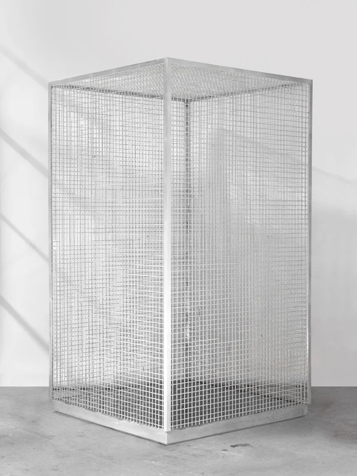Dean Levin - Carless Insecure, 2015 - Aluminum, concrete, pigment, and water - 40 x 40 x 73 IN
