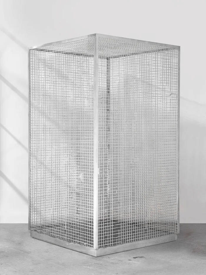Dean Levin - Make Everything Fit In, 2015 - Aluminum, concrete, pigment, and water - 40 x 40 x 73 IN