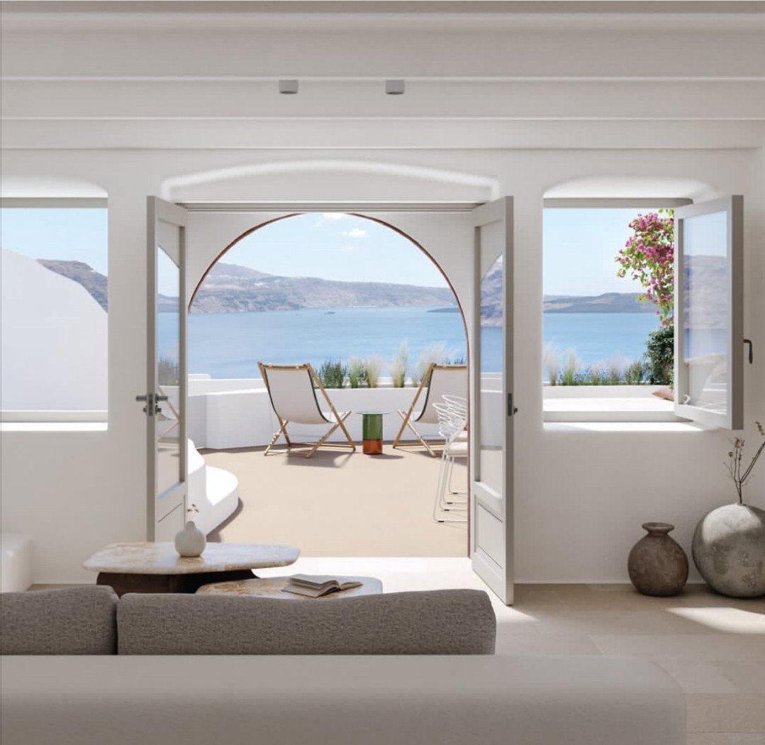 We love the @canaves collection for our clients visiting Santorini, so we can't wait to see their latest hotel, @canavesena, now open. The hotel is comprised of 18 suites designed with the #Canaves signature minimalism &amp; neutral tones. Perfect fo