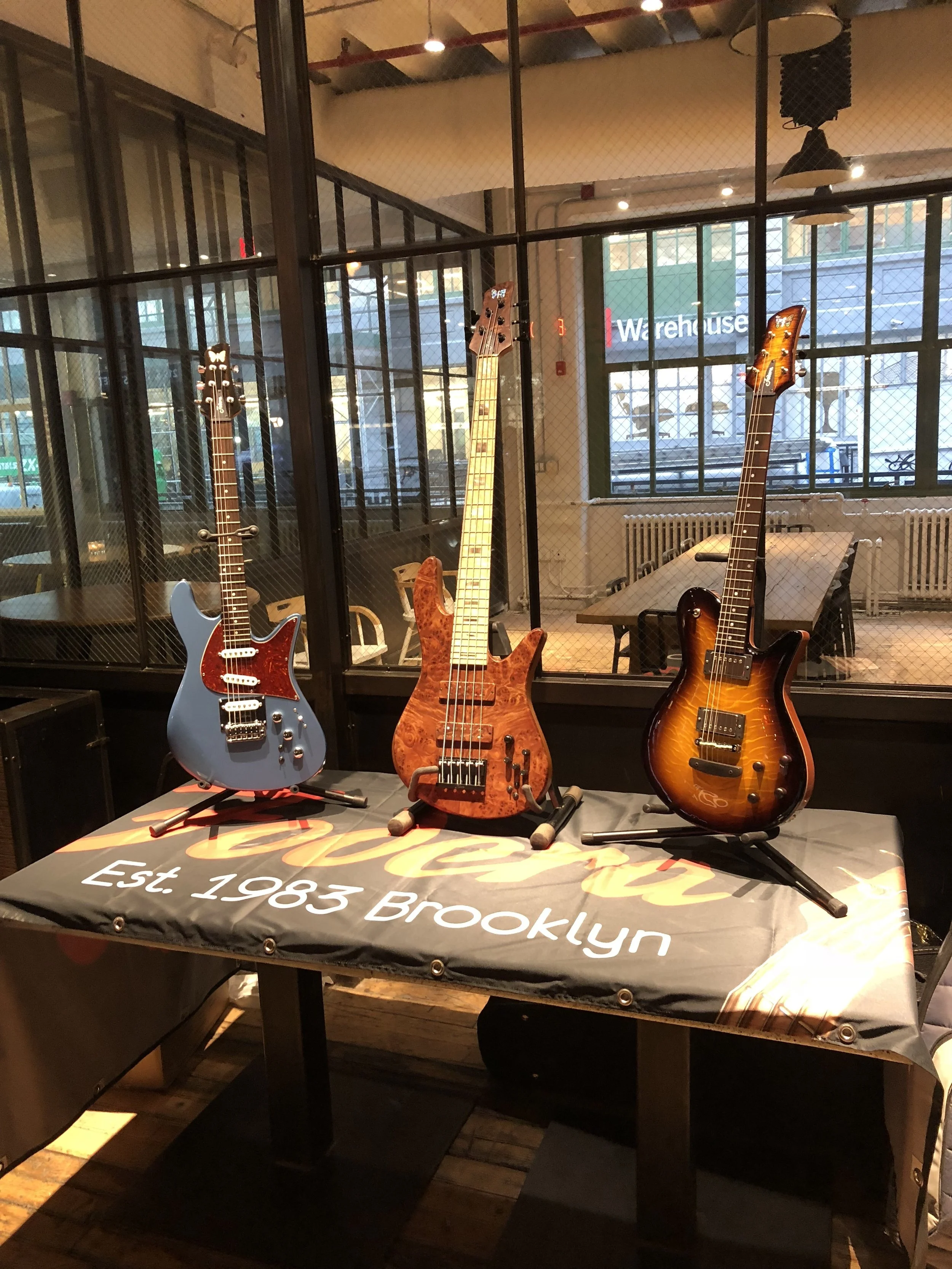 (From left to right): An Emperor guitar, Viceroy 5 Elite, and Custom Imperial guitar.