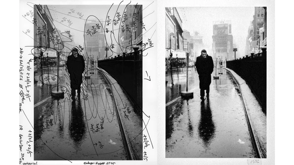 A before and after example of the type of darkroom adjustments that were made on photos prior to computer post-processing. This image was manipulated by Pablo Inirio, a master printer for Mangum Photos and found online through Gizmodo