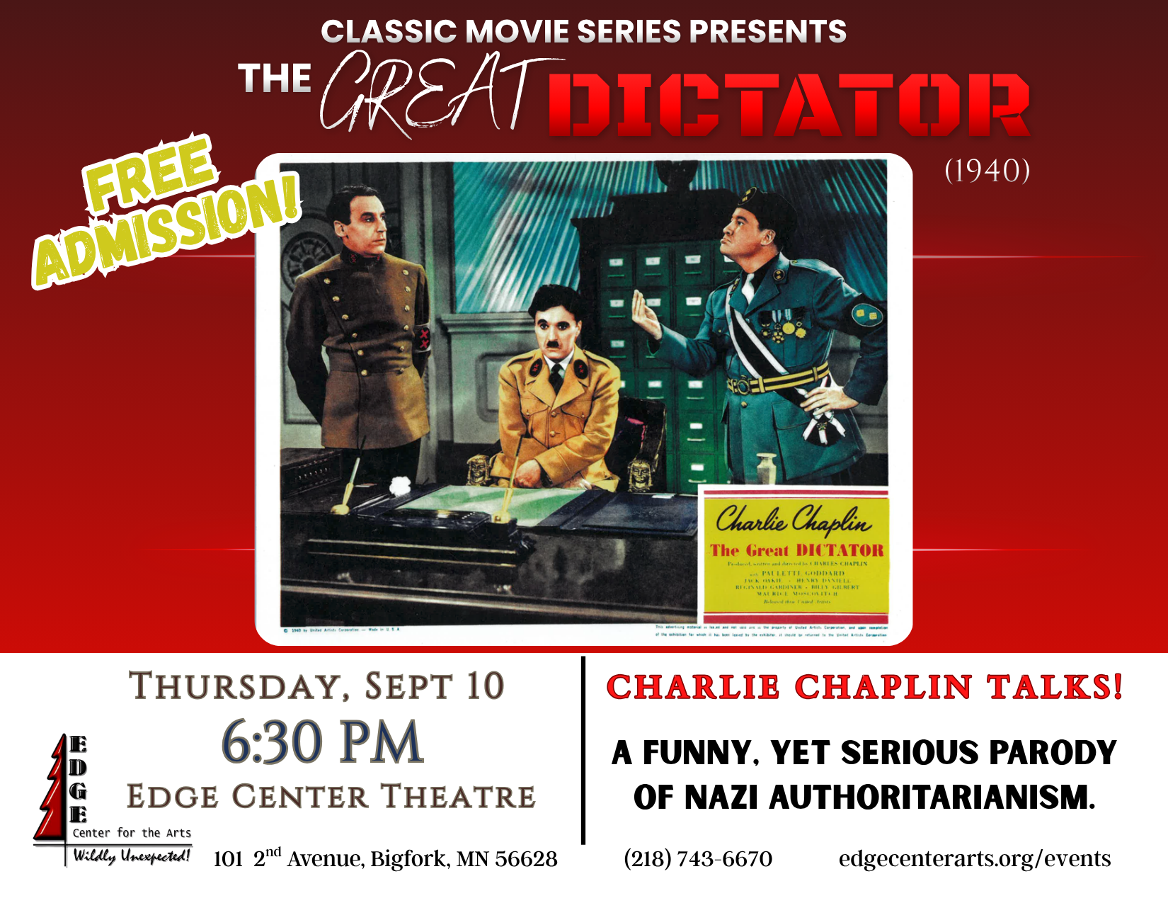 Classic Movie Series presents "The Great Dictator" (1940)