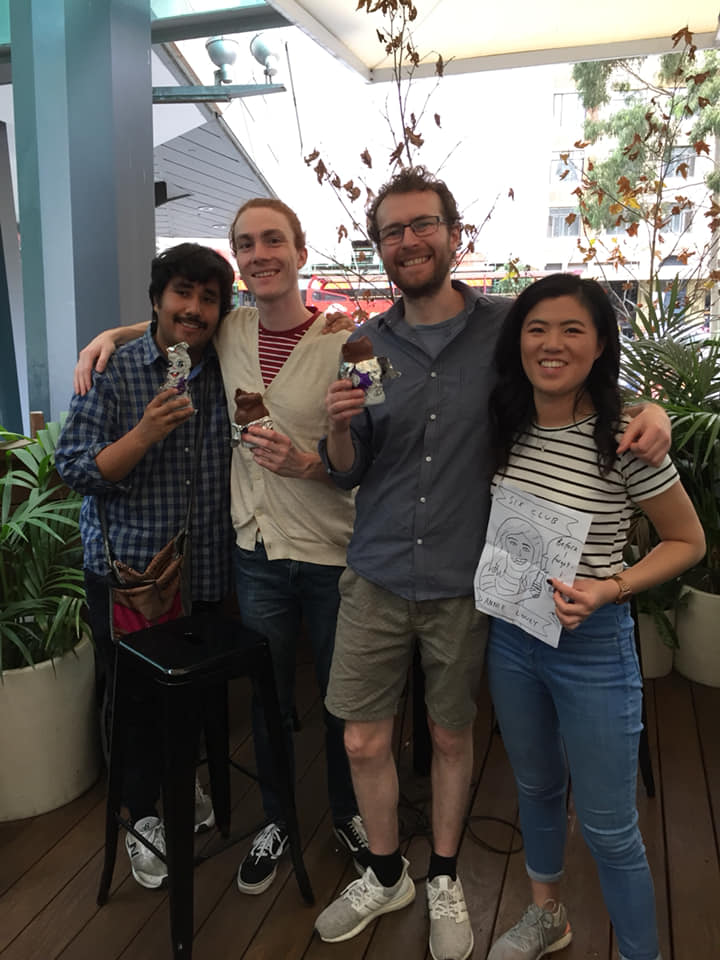 Comedians Matthew Vasquez, Josh Webb, Murphy McLachlan and Annie Louey