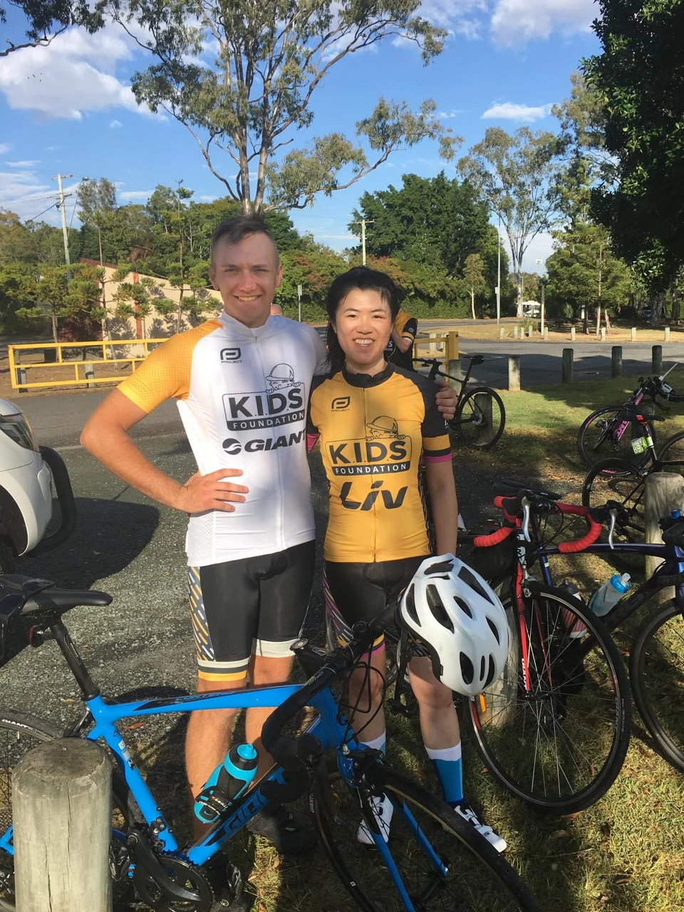Declan Diete pictured with Annie Louey at a rest stop.