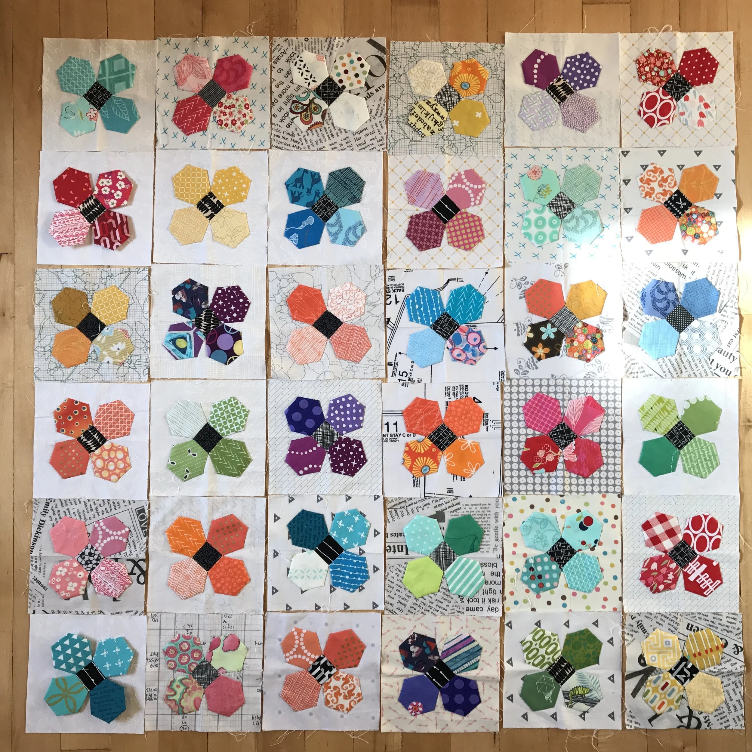 Admiring my progress of completed blocks so far