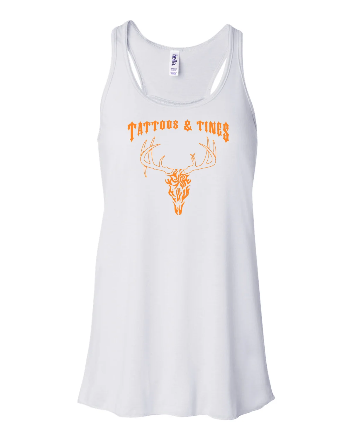 Tattoos N Tines-Ladies Tank D1 Color-WHT ORG Front.jpg