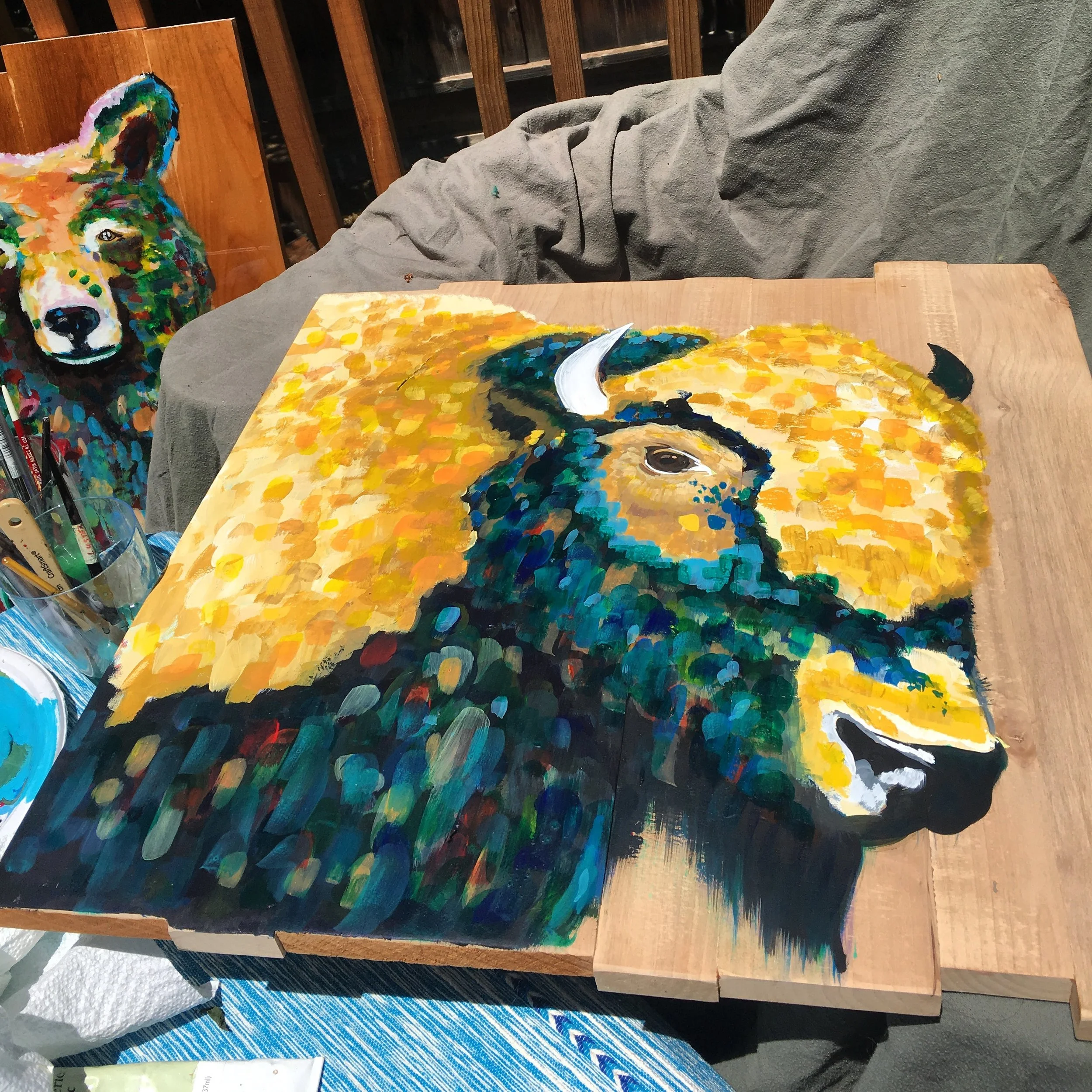 North American Bison, 2017Private CommisionAcrylic on Oak wood canvas26" x 24"