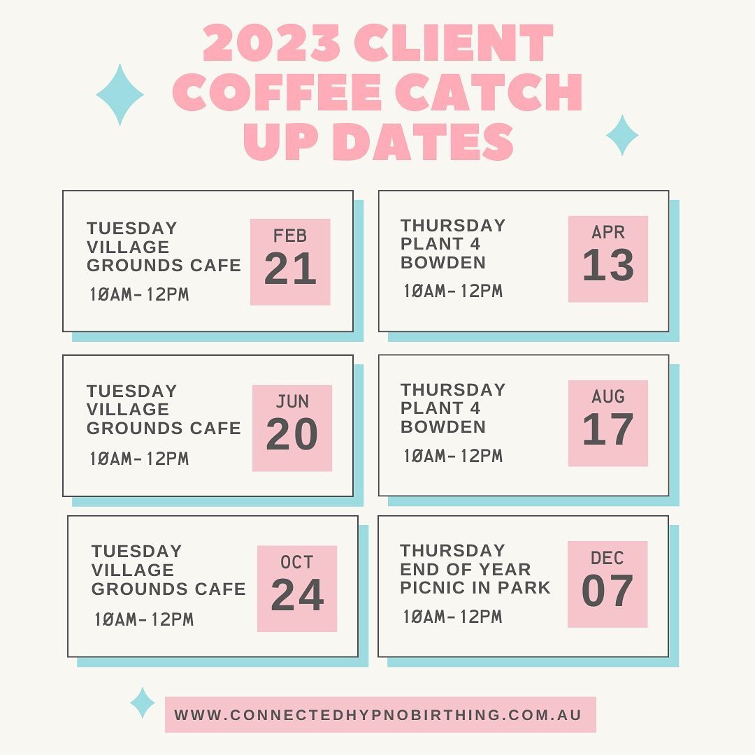 UPDATED!!! As Friday&rsquo;s have to changed to Thursdays for Connected Hypnobirthing Client Coffee Catch Up Dates. I am sorry if this affects anyone and means they can&rsquo;t come along now. I have taken on a new job that I will be working on Frida