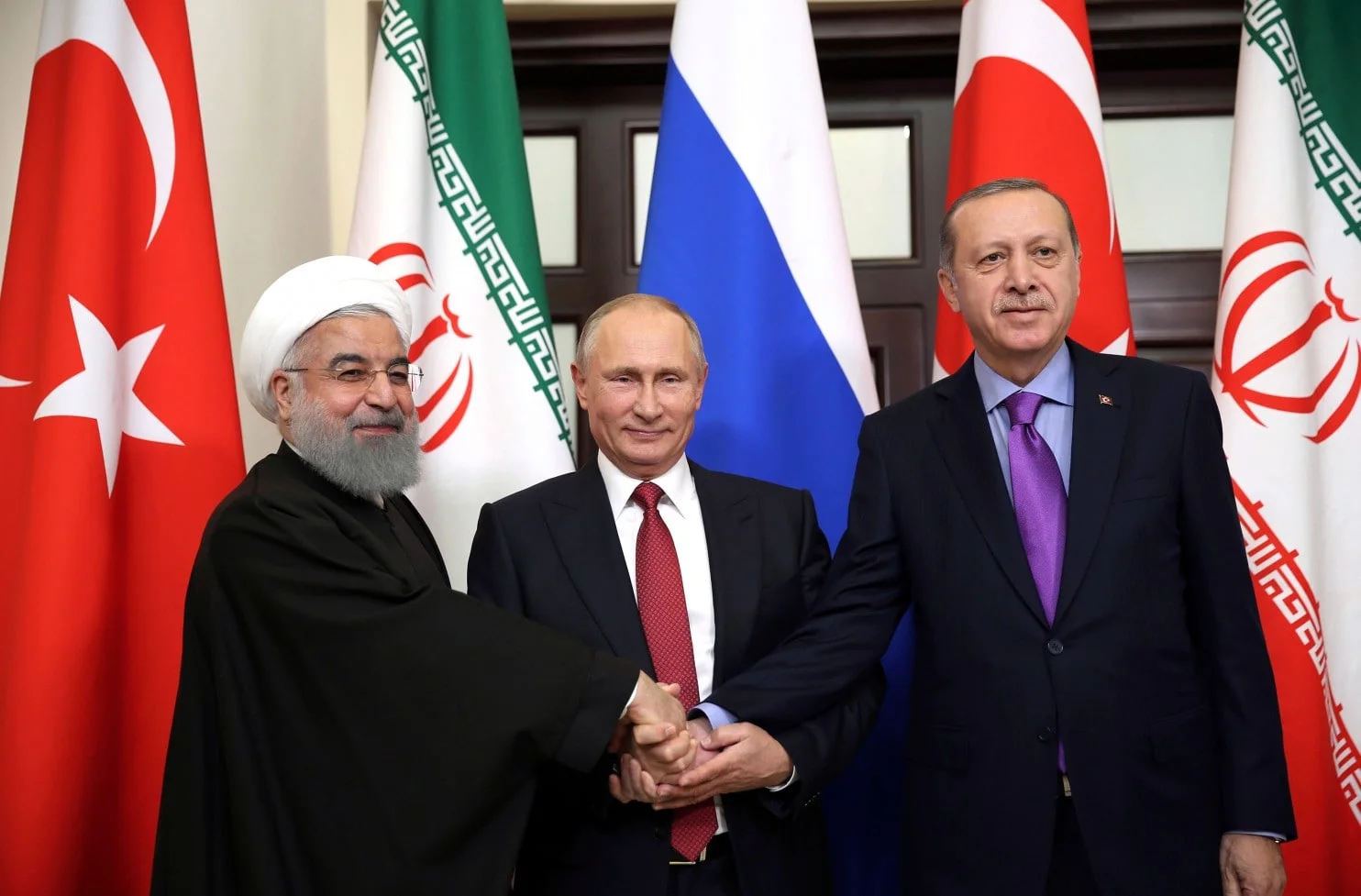 An extraordinary alignment of nations as prophesied with their military on the border of Israel. Iran, Russia, Turkey on their alignment in Syria. Rouhani, Putin & Erdogan in Sochi, 2017