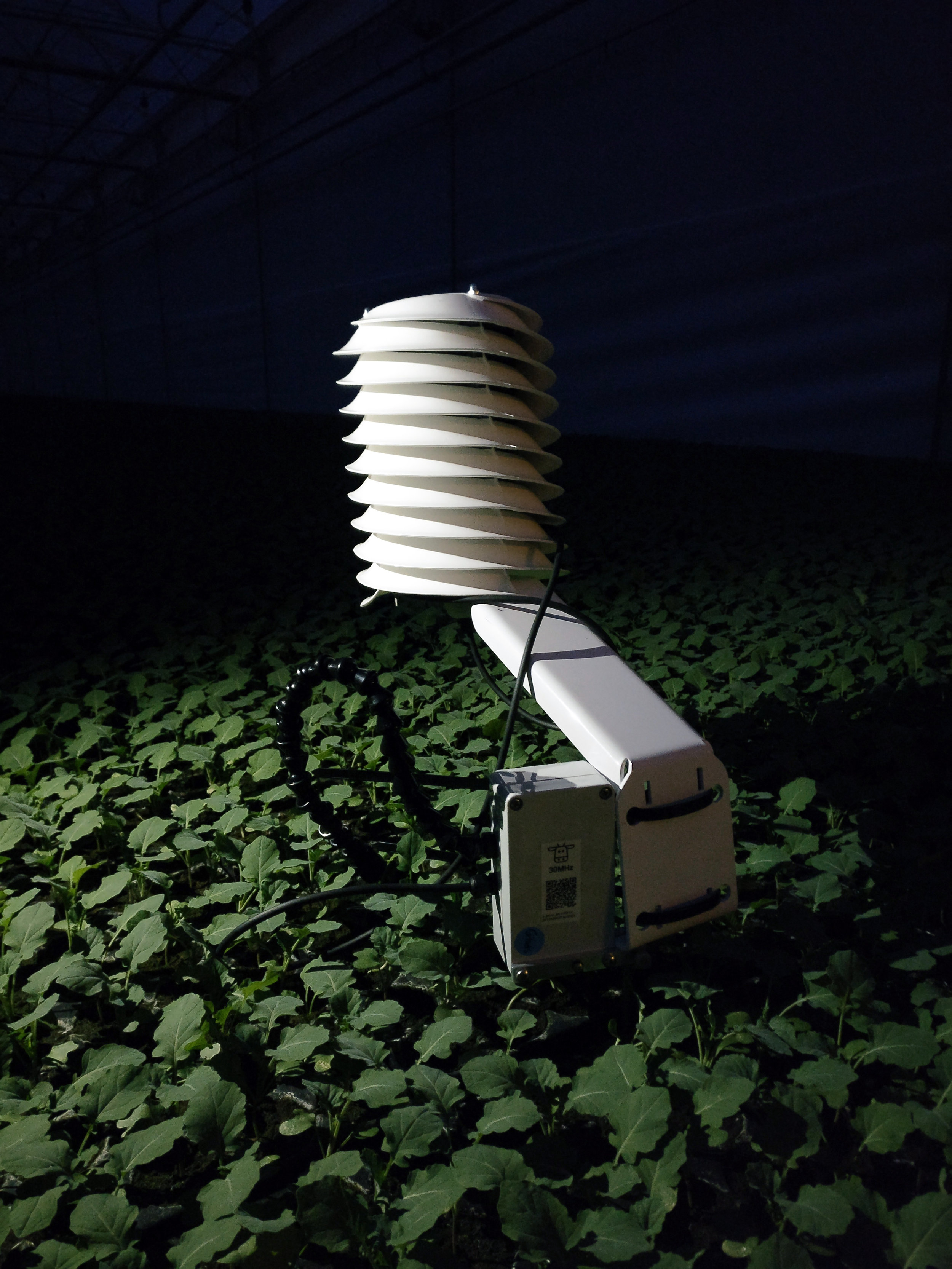 MeteoShield Professional solar radiation shield at night in agriculture