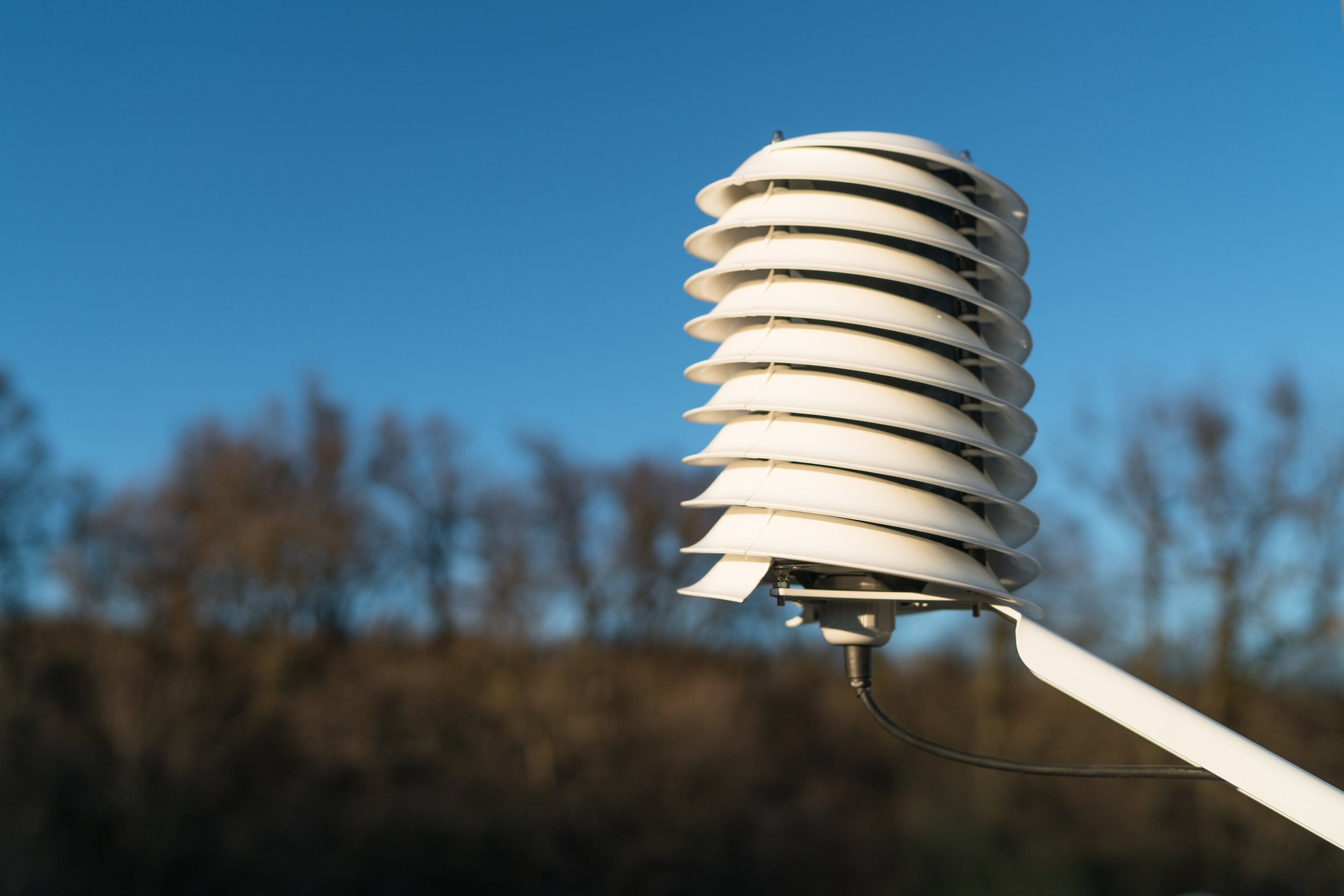 MeteoShield Professional - radiation shield with blue skies and fall trees