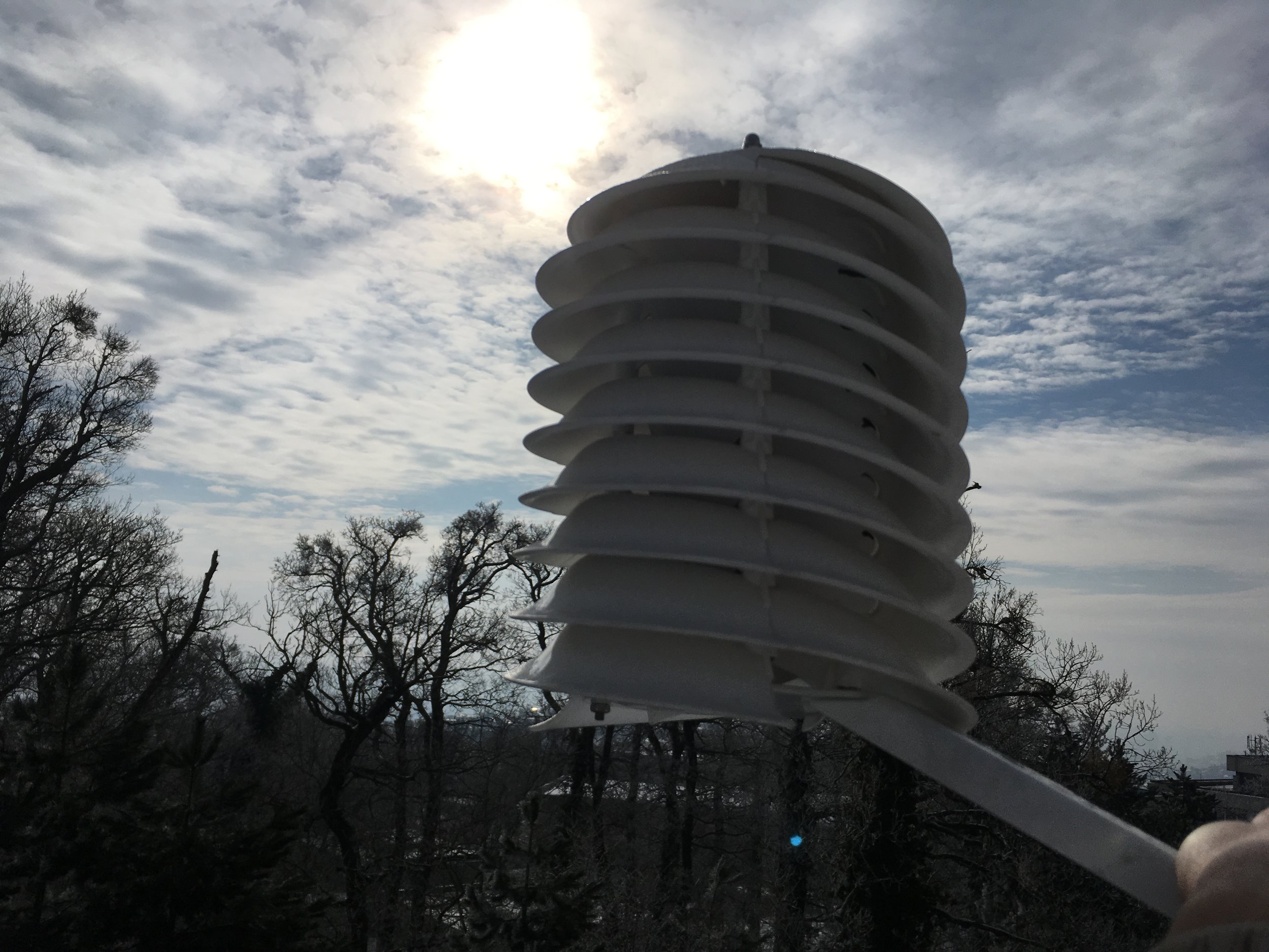 Radiation shield in autumn mid-morning sun