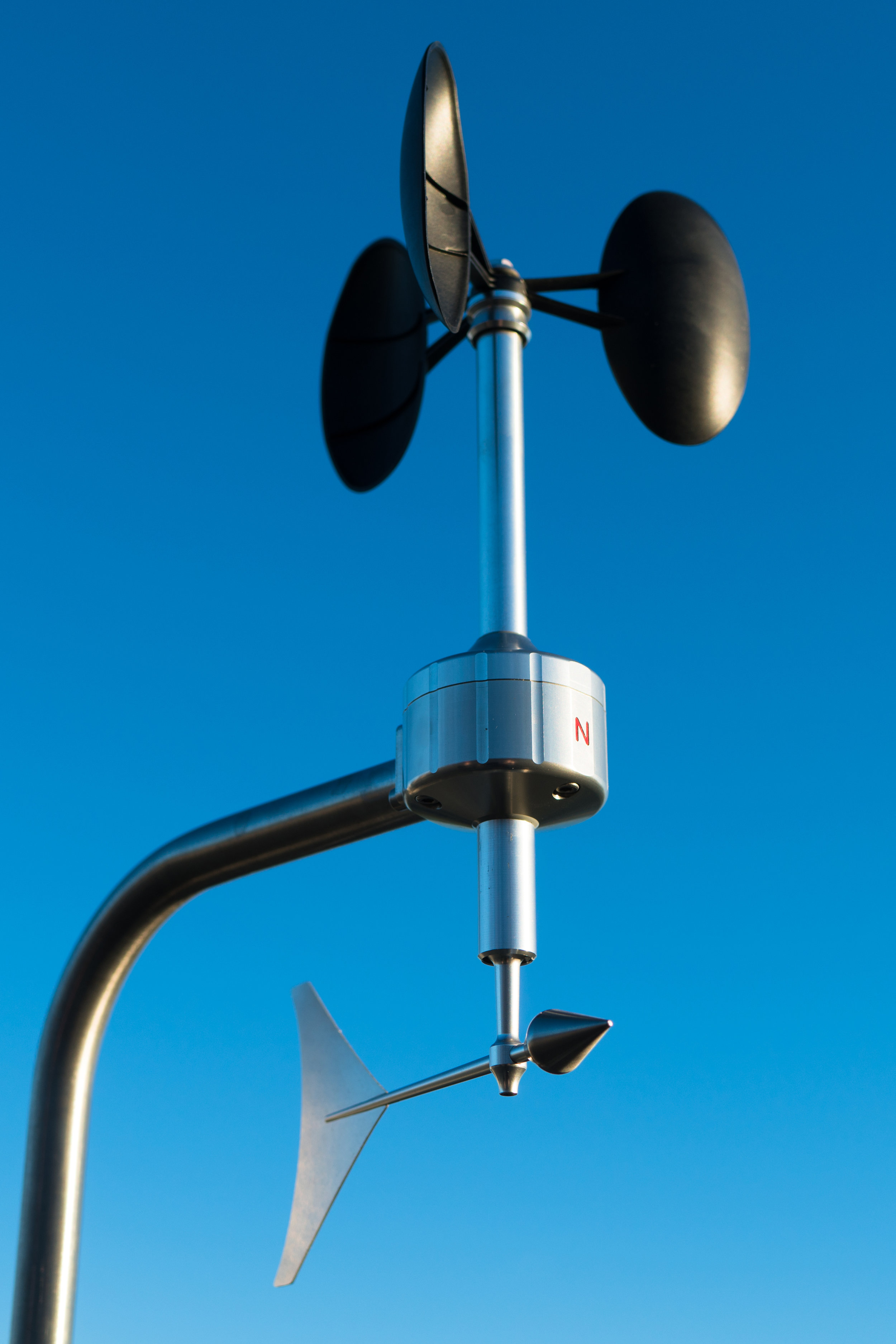 Anemometer detail in clear blue sky