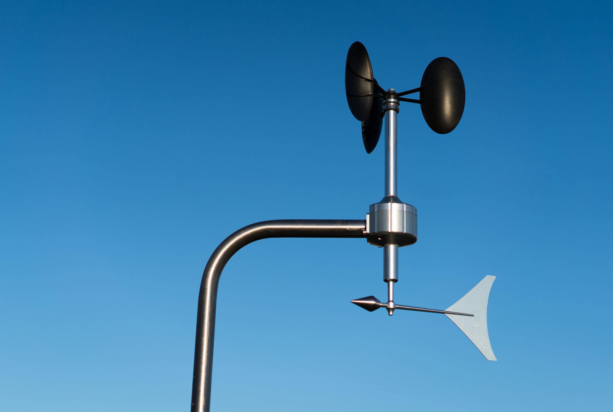 Anemometer and wind vane in clear skies