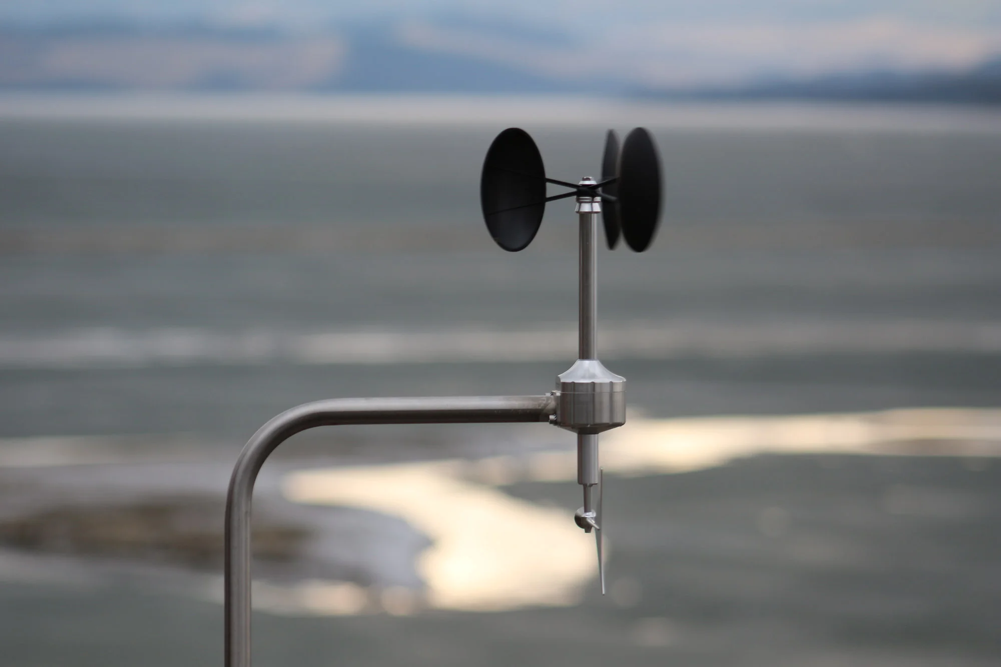 MeteoWind anemometer in a desert lake bed creek