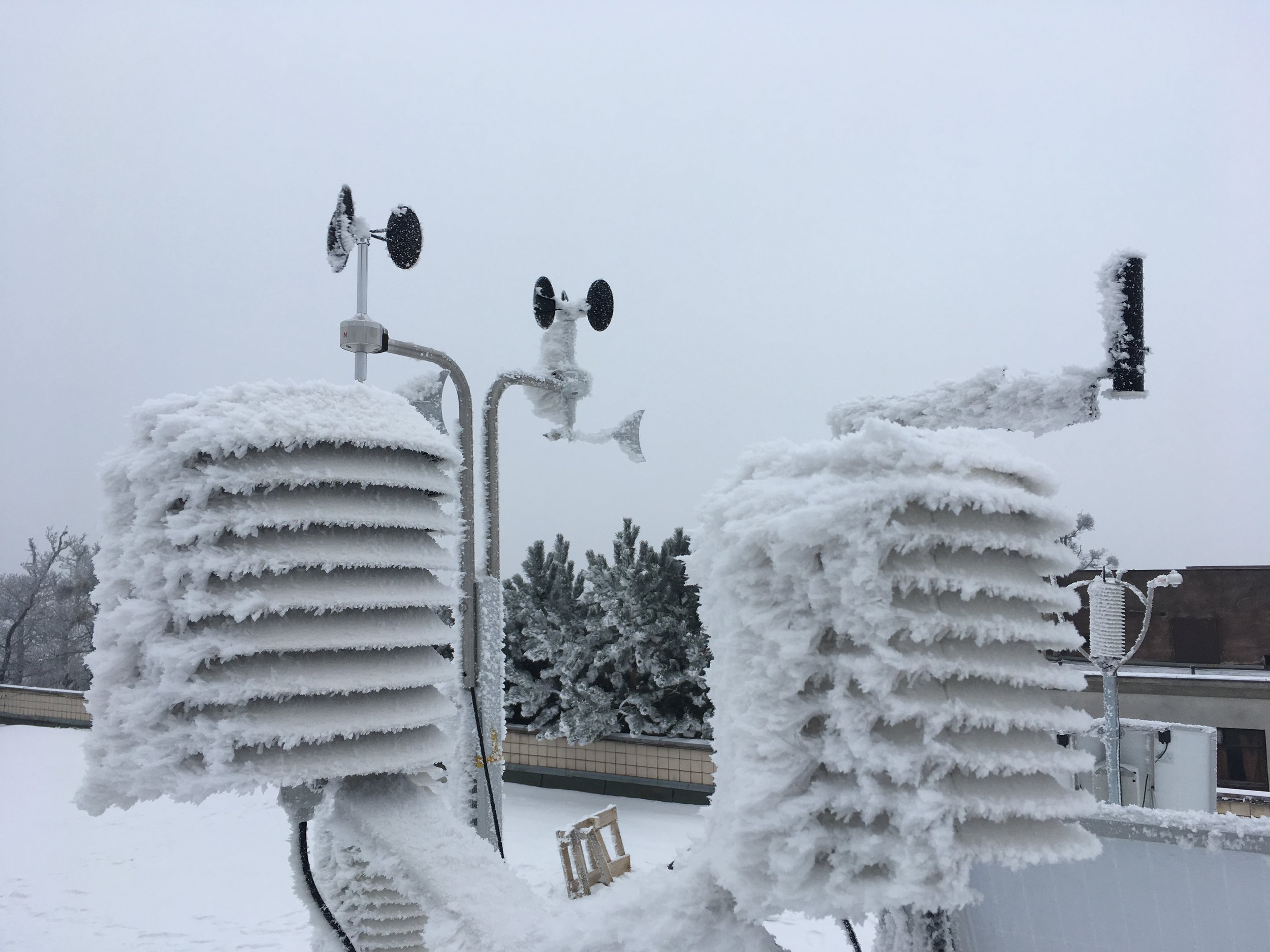 Anemometers & radiation shields in winter icing