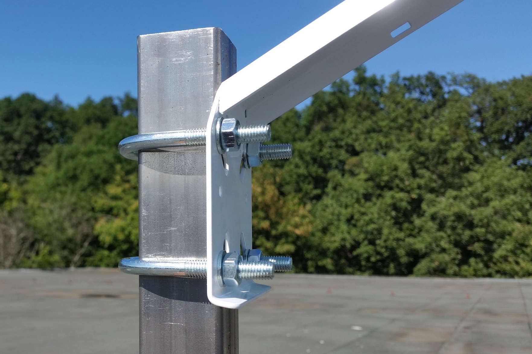 MeteoShield mounting with u-bolts on a square pipe