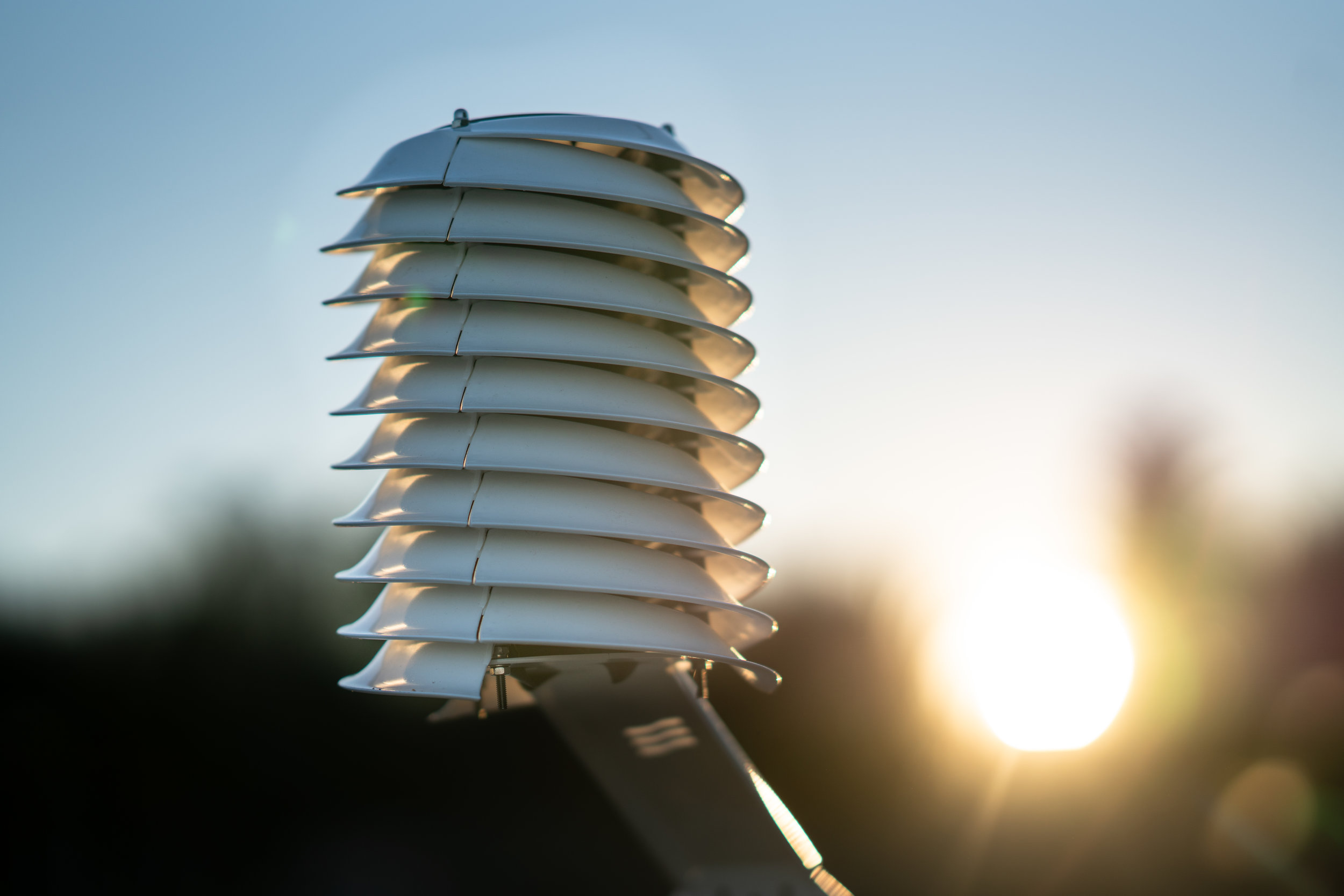 MeteoHelix IoT Pro LoRa wireless weather station at sunset