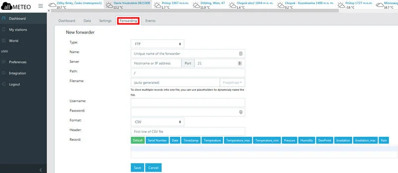 Does the allMETEO forwarder offer an API and HTTP forwarding in ...